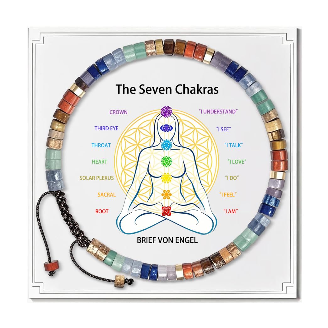 Brief von Engel Chakra Bracelets for Women, Healing Crystals Stones Bracelet, 7 Chakras Spiritual Crystal Bracelet Bangle, Yoga Meditation Relax for Womens Anxiety, Stress Relief Gifts For Women