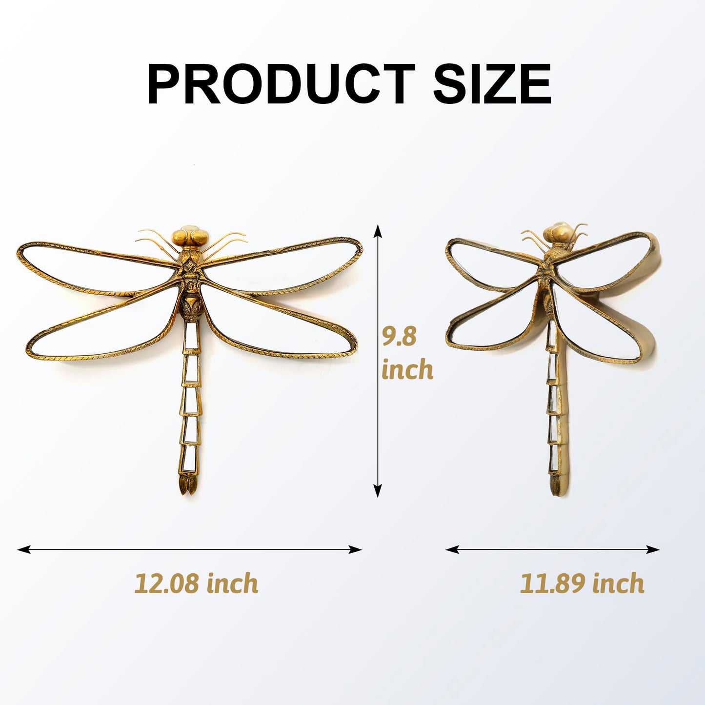 Xinleitan Decorative Bug and Dragonfly Mirrors - Gold Resin and Glass Wall Decor, Perfect for Victorian and European Themed Homes