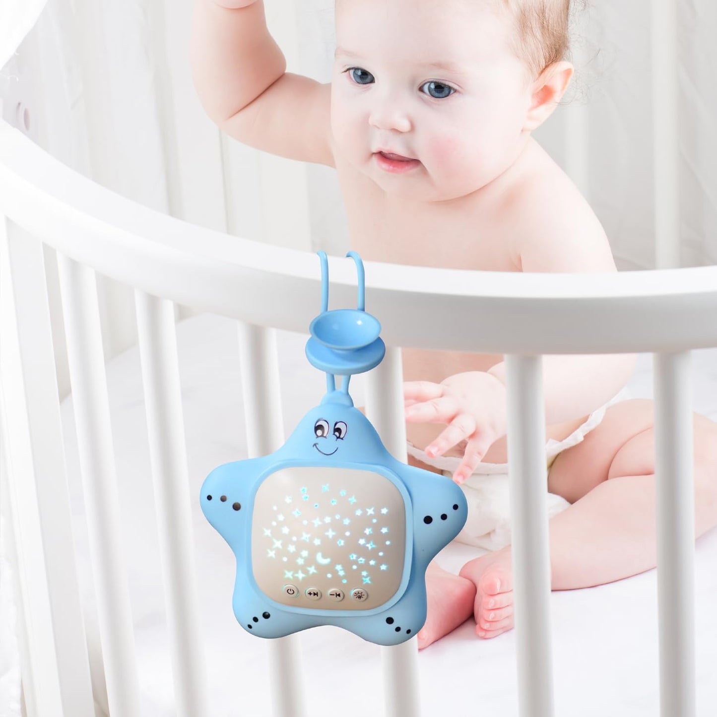 Portable Baby White Noise Sound Machine, Rechargeable Baby Soother with Projector Night Light for Deep Restful Sleep, Sleep Sound Aid Soother Calming Music for Travel,Nursery,Bedroom,Car,Crib Toys