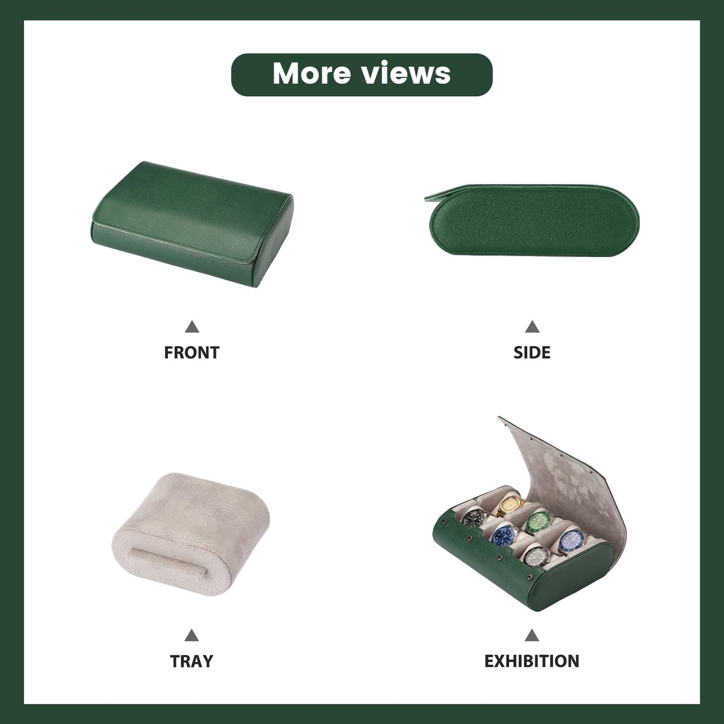 YANHHAN Watch Roll Travel Case for Men - Multifunctional Leather Watch Travel Cases Watch Display Box Cabinet ，Christmas Gift for Man/Woman/Office,daily watch case(green)