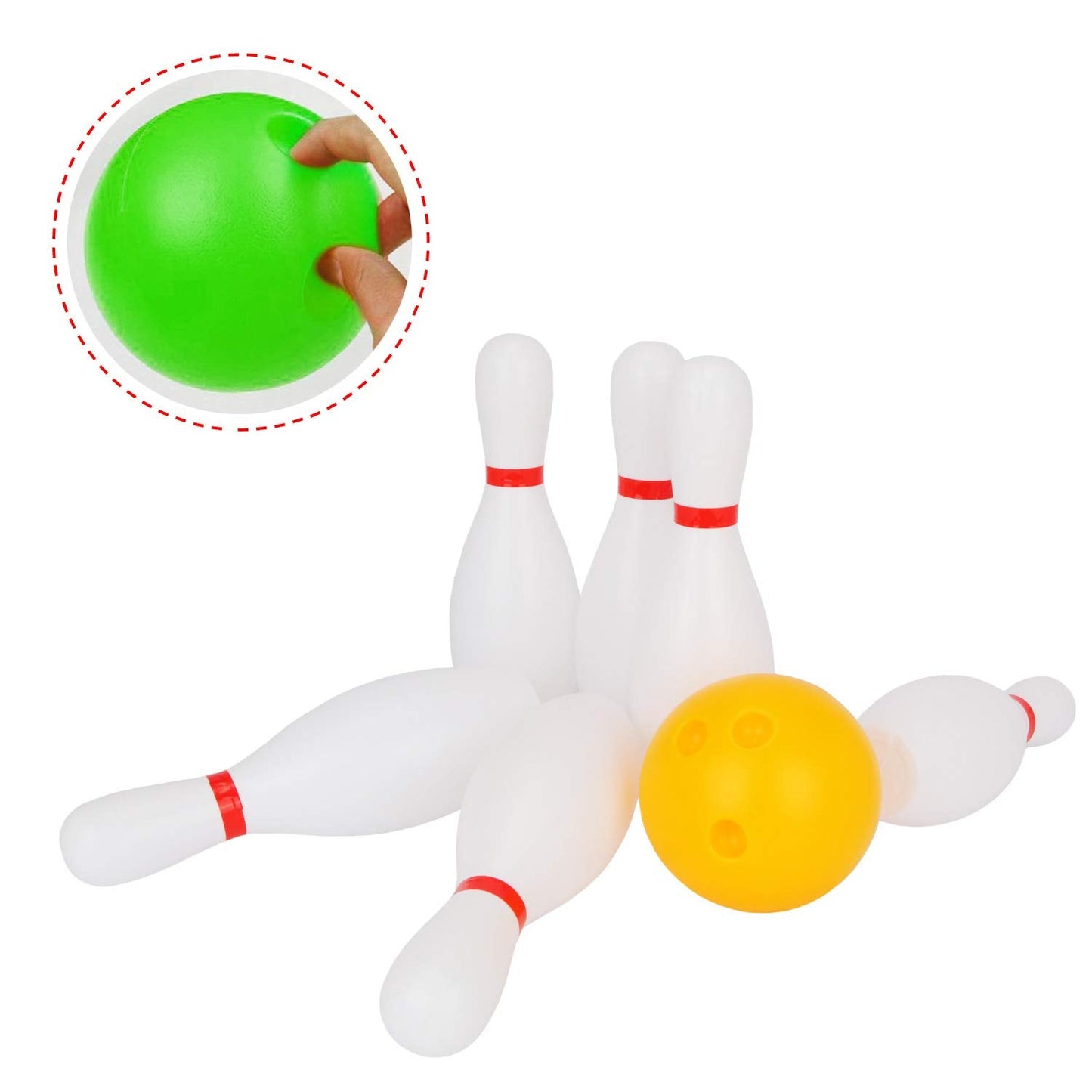Liberry Kids Bowling Set, 10 Plastic Toy Bowling Pins & 2 Balls, Toddler Indoor Outdoor Sports Games, Educational Birthday Gifts for Boys Girls Ages 2 3 4 5 (White)