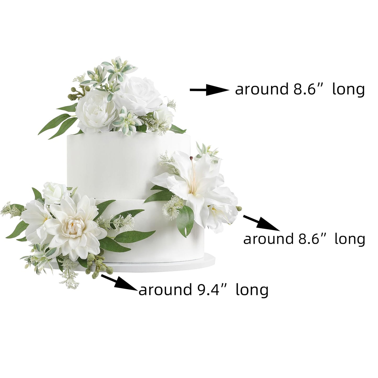 Serra Flora 3Pcs Pre-made Silk Flowers Cake Topper Wedding Artificial Flowers Decor Artificial Rose Cake Decorations for Birthday Baby Shower Engagement Anniversary Party Supplies.