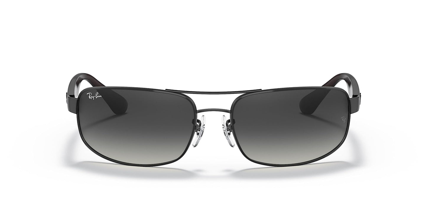 Ray-Ban Mens RB3445 Rectangular Sunglasses, Matte Black/Light Grey Gradient Dark Grey, 61 mm