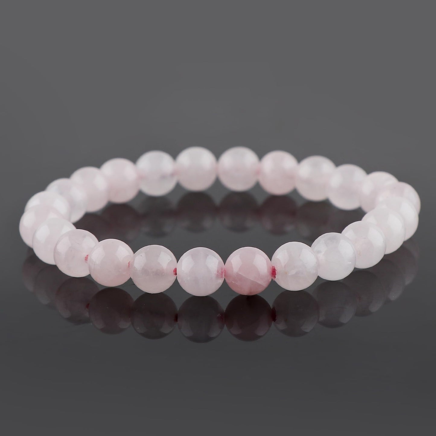 CRYSTALIS Rose-Quartz Elastic Stretch Bracelet, Natural Beads, Chakra Healing Jewelry for Men & Women, Adjustable Bracelet, Gift Giving Dainty Bracelet, 7.25 to 7.50 inch