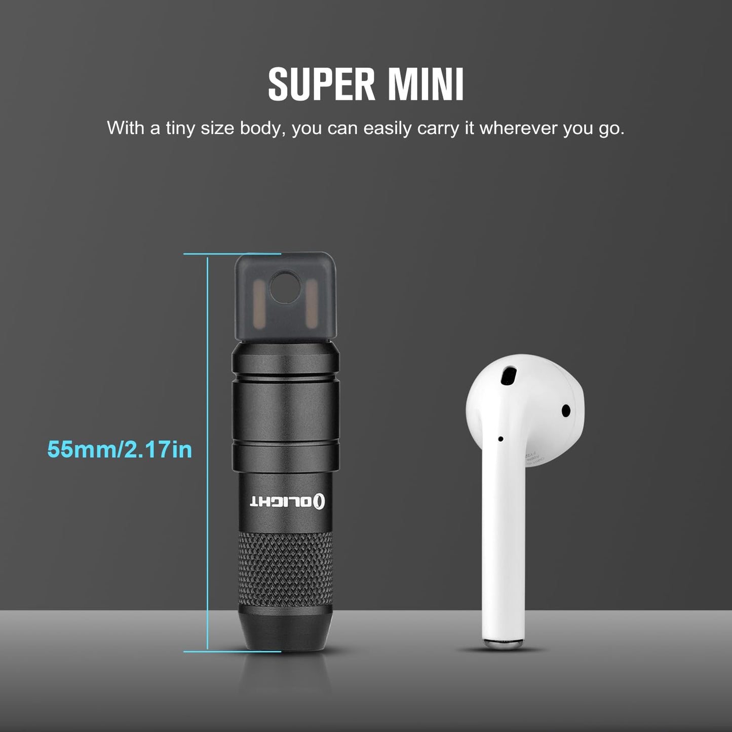 OLIGHT IMINI 2 EDC Rechargeable Keychain Flashlight, 50 Lumens Compact and Portable Mini LED Keyring Lights with Built-in Battery Ideal for Everyday Carry and Emergencies (Black)