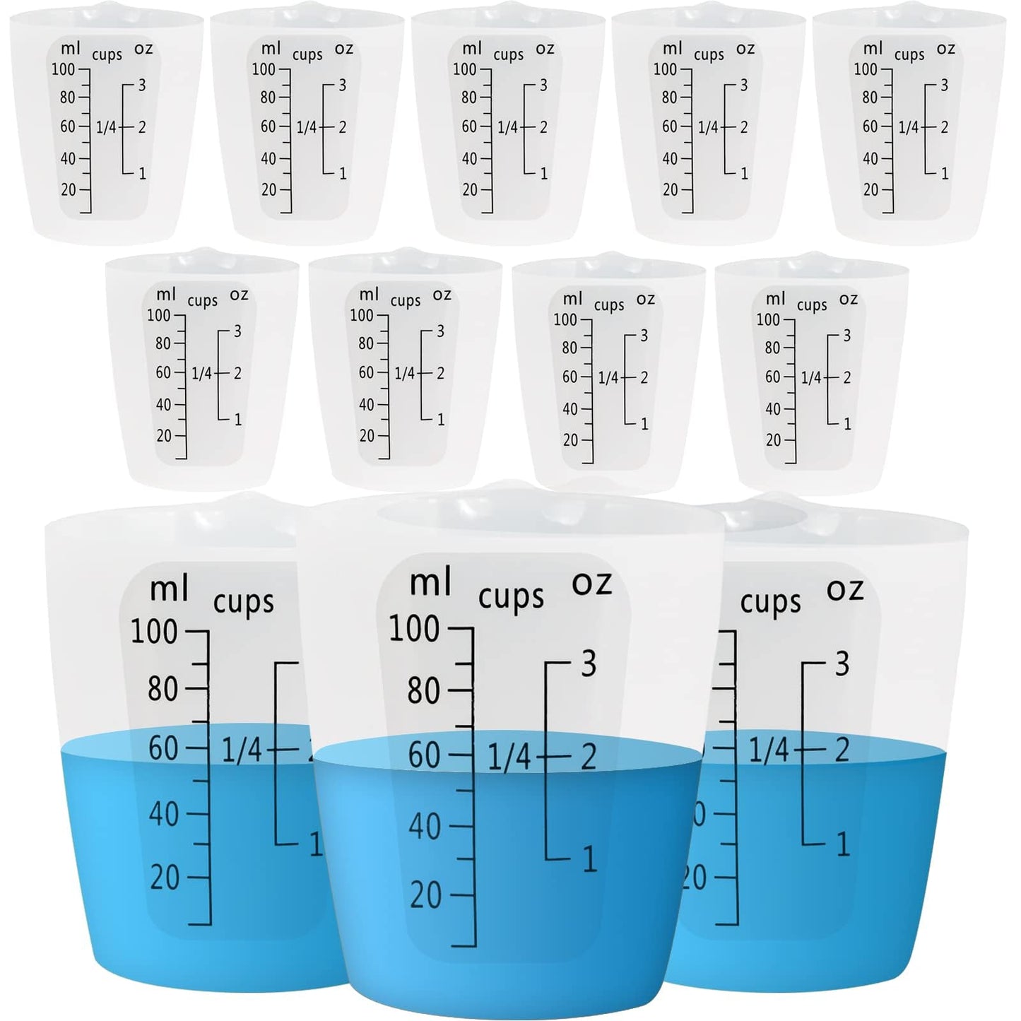 Creahaus 12pcs Silicone Measuring Cups for Resin, 100ml Non-Stick Black Measurements Epoxy Silicone Mixing Cups, Reusable Resin Supplies for Resin, Molds, Jewelry Making, Easy to Clean