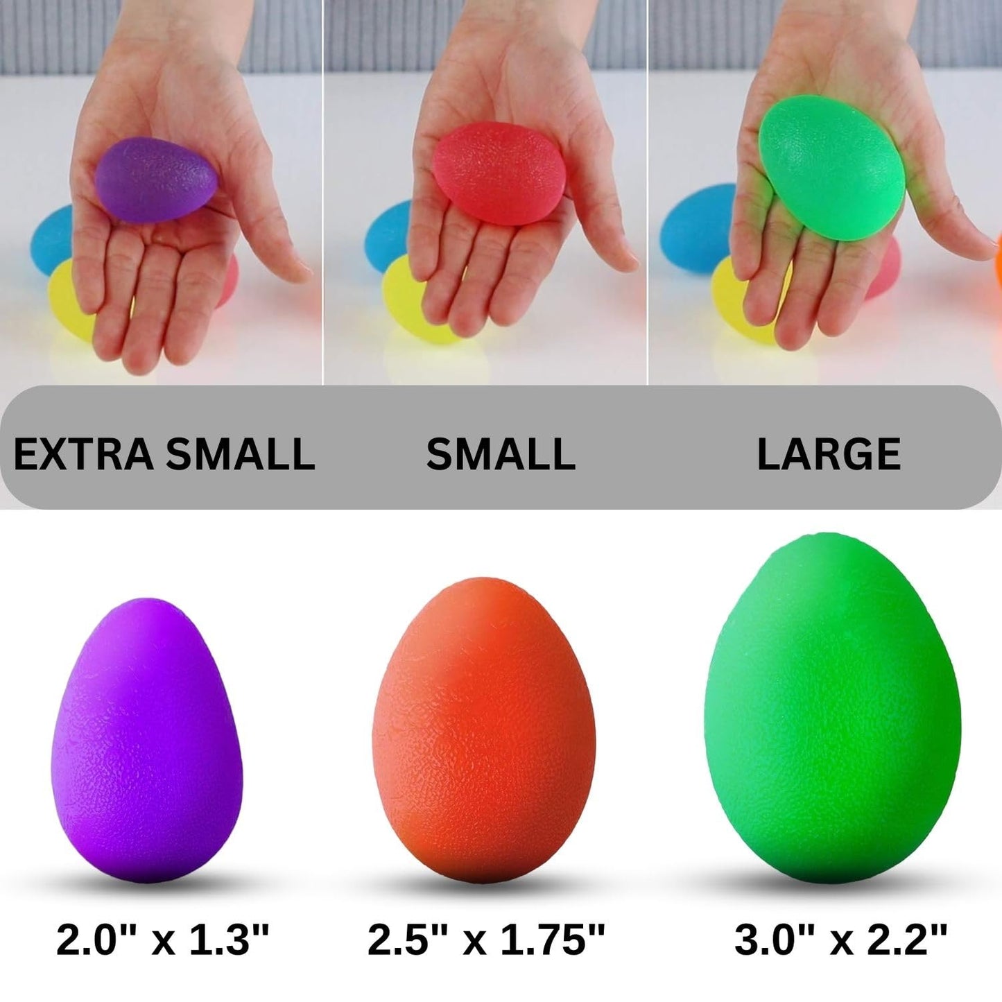 The Friendly Swede Stress Balls for Adults — 3 Squeeze Balls for Hand Therapy, Stress Relief & Hand Strength - Exercise for Grip Strength with 3 Resistance Levels - Egg-Shaped & Skin-Safe