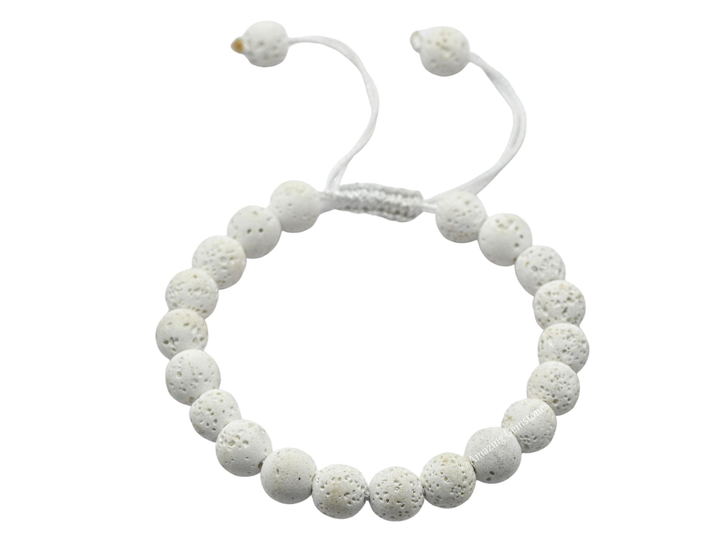 Amazing Gemstone White Lava Bracelet for Women Men's Gifts - Protection Healing Crystal Bracelet - 8mm Gemstone Beaded Adjustable Bracelet