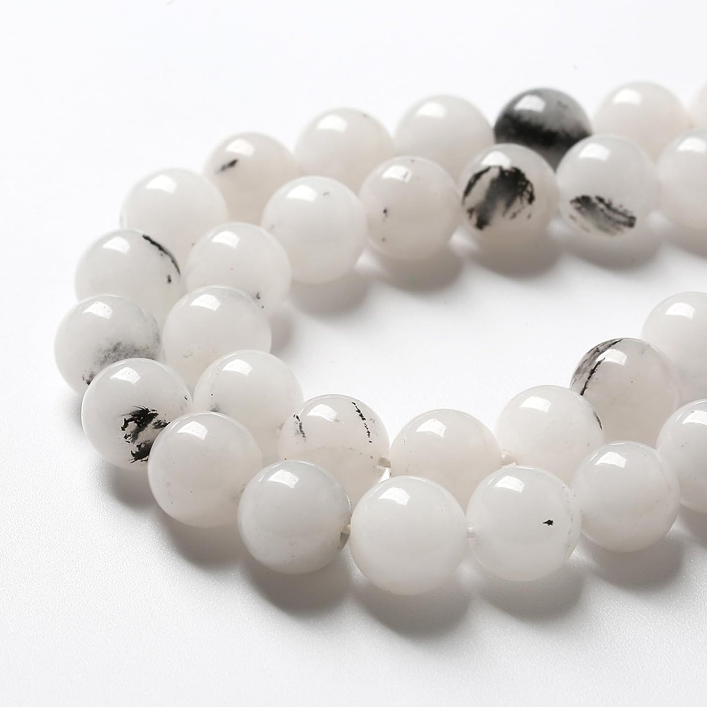32pcs 12mm Natural Black Rutilated Quartz Crystal Jade Stone Beads for Jewelry Making Energy Healing Power Stone Beads DIY Bracelet Necklace Accessories 15" (12mm, Black Rutilated Quartz Jade)