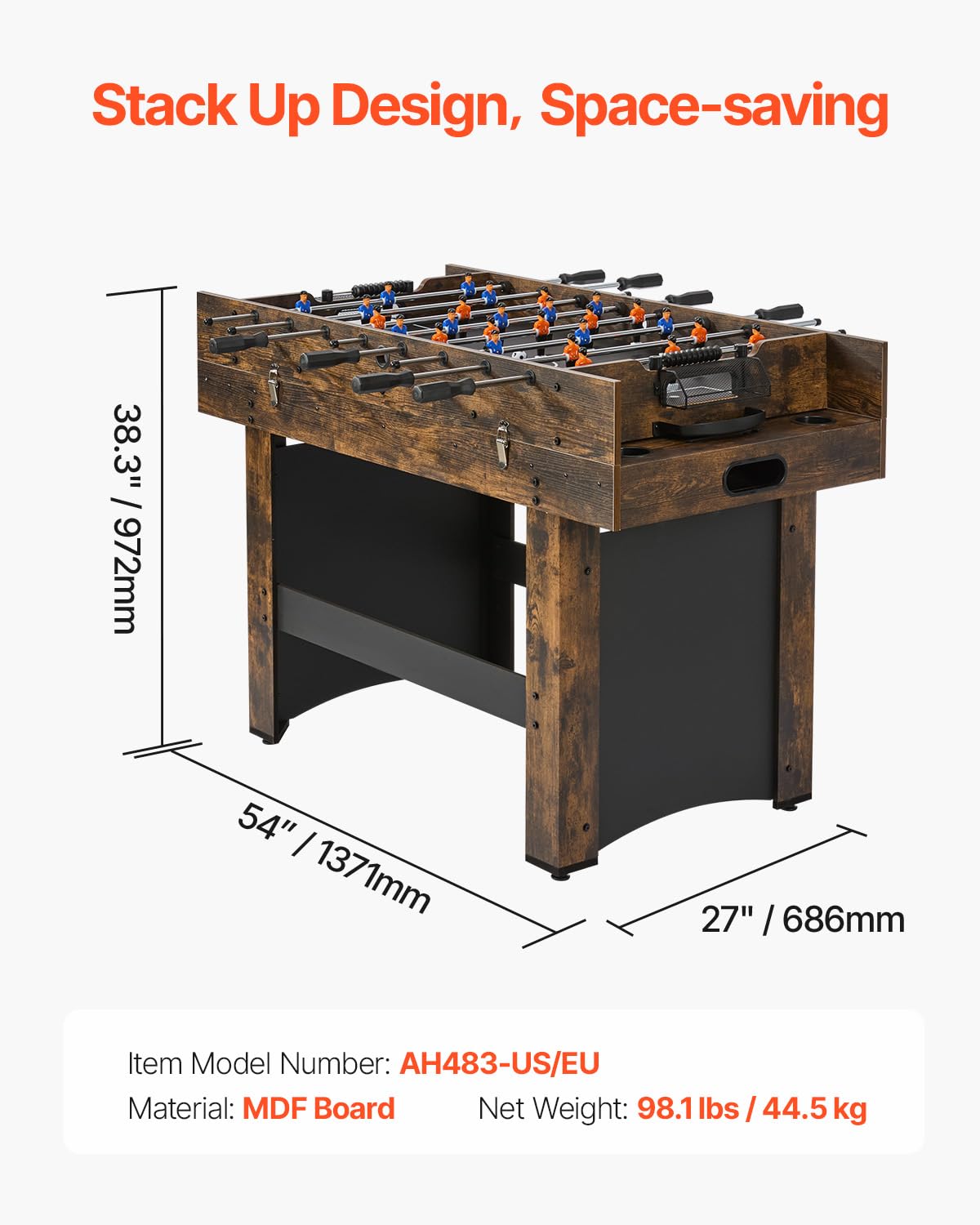 VEVOR 3-in-1 Combo Game Table Set, 54" Air Hockey Table, Multi Combination Table with Air Hockey, Ping Pong, Foosball, Pushers & Pucks, Air Powered Arcade Hockey Table for Family Game Room Office