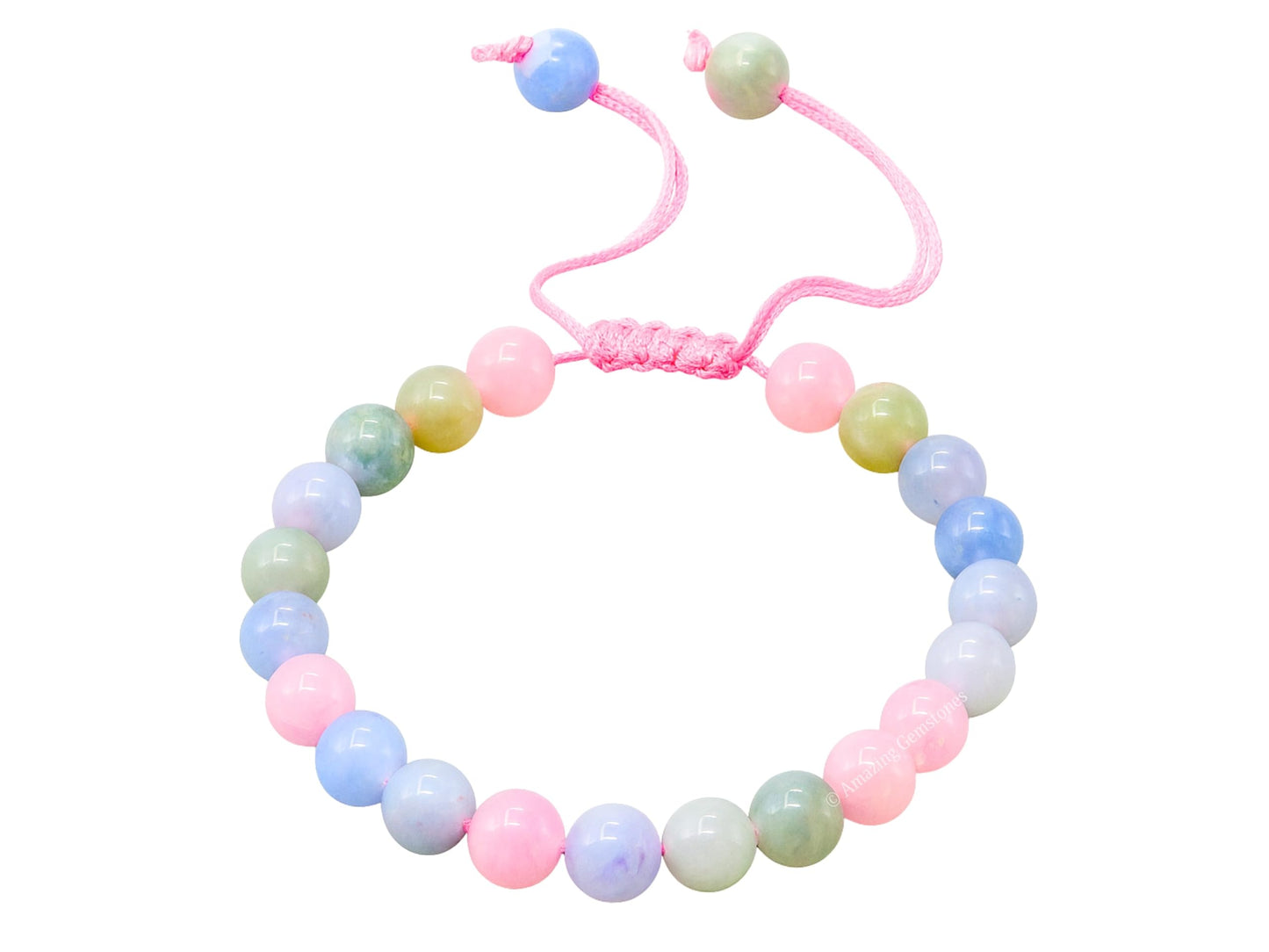 Amazing Gemstone Natural Morganite Bracelet for Women Men's Gifts - Protection Healing Crystal Bracelet - 8mm Gemstone Beaded Adjustable Bracelet Pulseras Para Hombres Mujer Stocking Stuffers