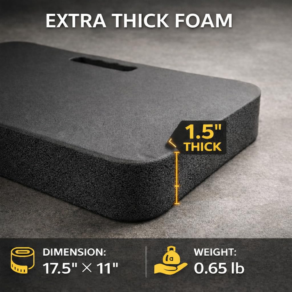 Gardzen Extra Thick Kneeling Pad for Gardening and Work, 1.5 Inch Soft NBR Foam Knee Cushion for Bathing Baby, Large Kneeler Mat for Yoga Exercise, 18x11 Inch, Black