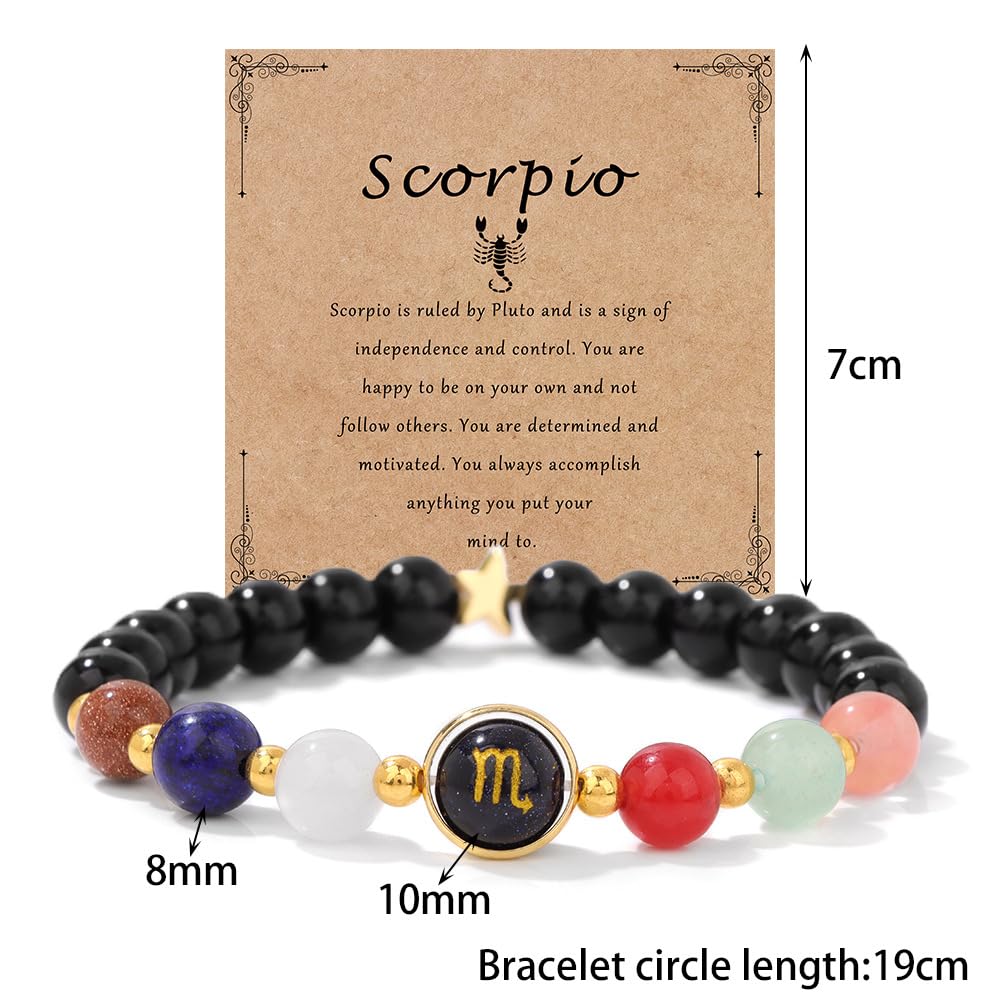 Chakra Zodiac Bracelets for Women Her Luck 12 Constellations Inspiration Healing Crystal Stone Beads Bracelet Birthday Zodiac Gifts Valentine's Day Horoscope Spiritual Bracelet for Men-Capricorn