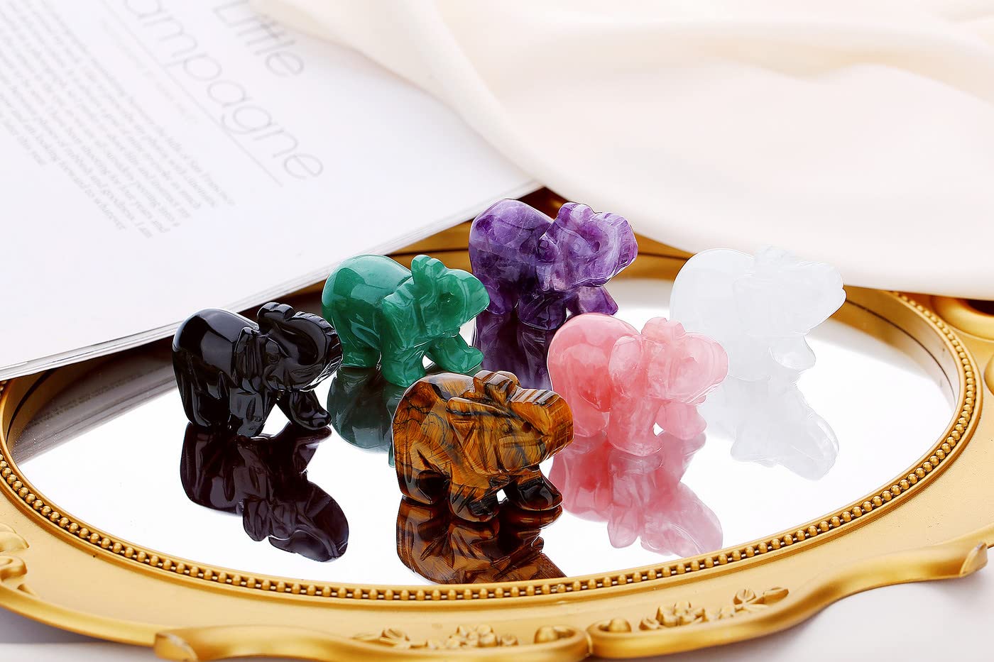 QINJIEJIE Clear Crystal Elephant Crystals Luck Elephant Decor Pocket Polished Statue GuardianStones Figurine Car Office Room Cute Desk Decor Spiritual Christmas Stocking Stuffers Gift Meditation