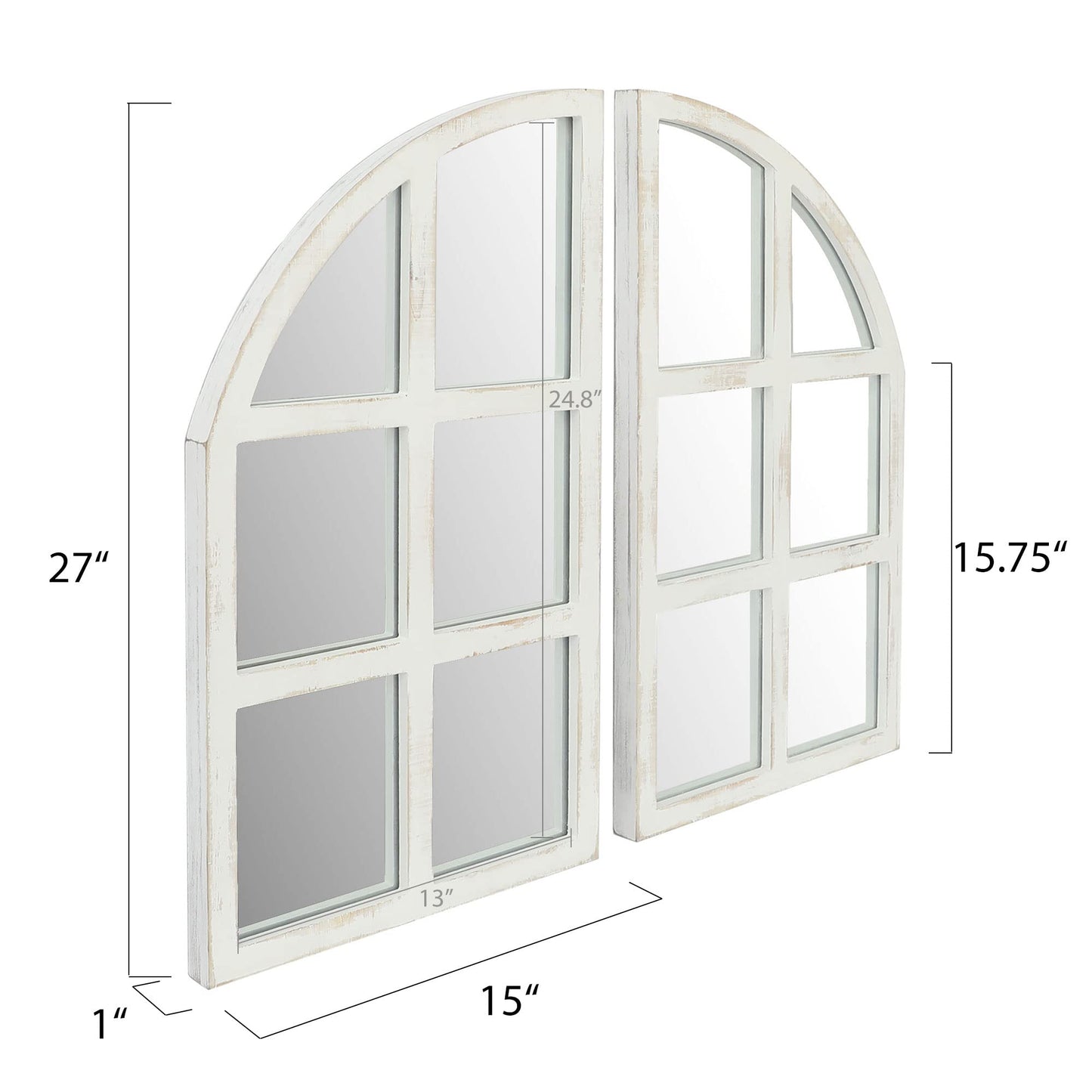 FLORA Farmhouse Mirror, Arch Window Wall Mirror for Kitchen Bedroom Living Room Wall Decor, Set of 2