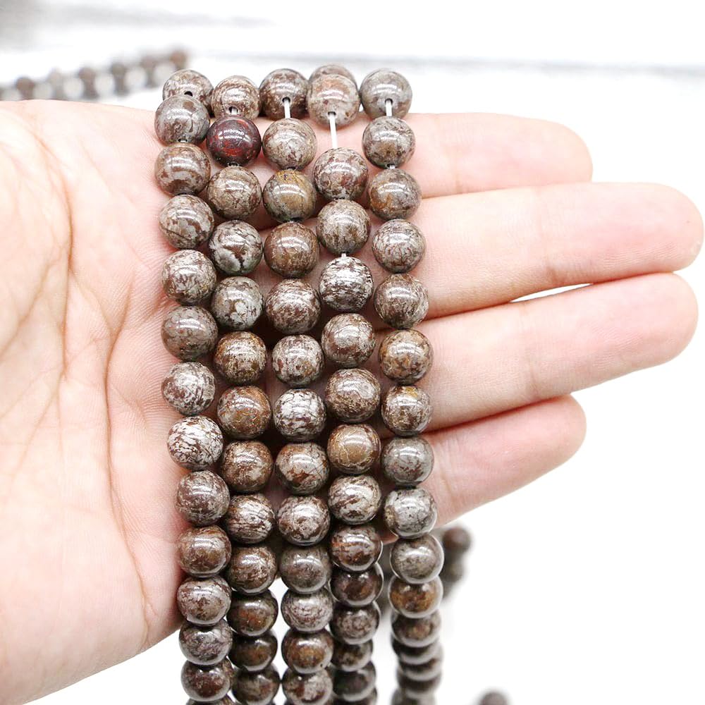 Malahill semiprecious Stone Beads for Jewelry Making, Sold per Bag 5 Strands Inside, China Snowflake Obsidian 8mm