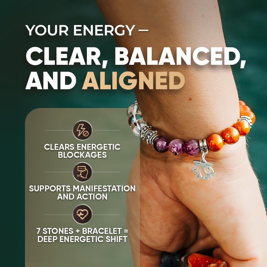 Conscious Items – 7 Chakra Bracelet & Stones Set - Crystal Bracelet for Women with 7 Chakra Stones for Meditation, Energy, & Spiritual Balance