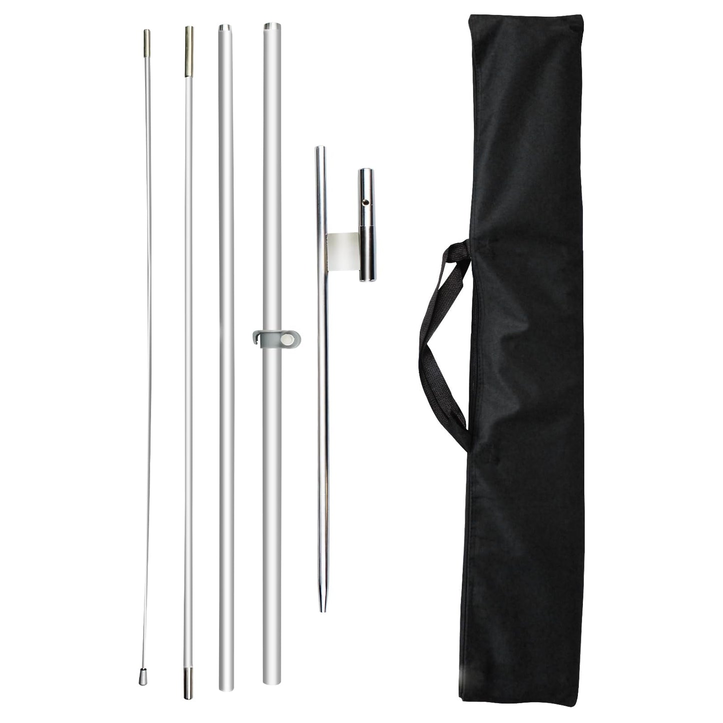 CUSTOMTREND Feather Flag Pole Kit Fits 8FT Swooper Flags, 11FT Tall Aluminum Flagpole Set with Heavy Duty Ground Spike for Business Advertising Flags Custom Feather Flag