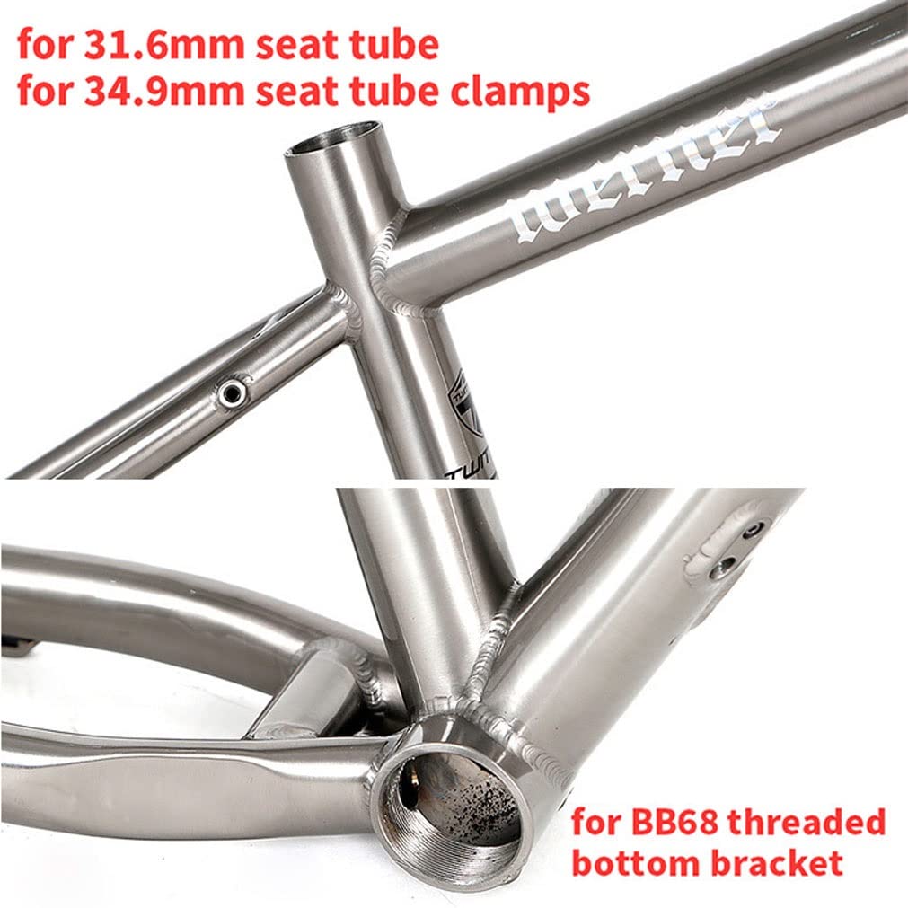 HIMALO Bike Frame 27.5/29er Mountain Bike Frame 15.5''/17''/19'' Lightweight Titanium Alloy Rigid Frame Disc Brake Thru Axle 12x142mm XC AM(29 * 17'')