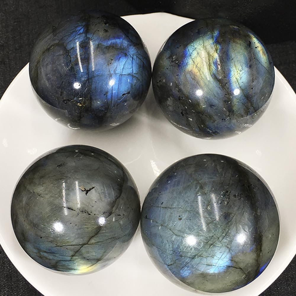 5-6CM/1.97-2.36inch Natural Crystal Ball Labradorite Sphere Moonstone Stone Crafts Polished Decorative Sphere Reiking Healing Crystals Ball Stone Fengshui Home Decoration(50-60mm, Labradorite)