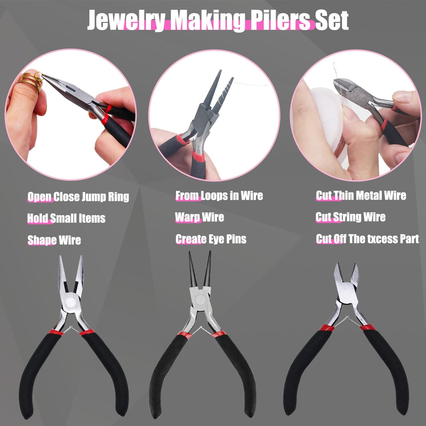 MONVICT Jewelry Making Supplies Kit with Jewelry Making Tools, Findings, Necklace Chain, Jewelry Wires, Adjustable Magnifier, Carry Bag, Meet All the Needs of Jewelry Making, Repair, Beading