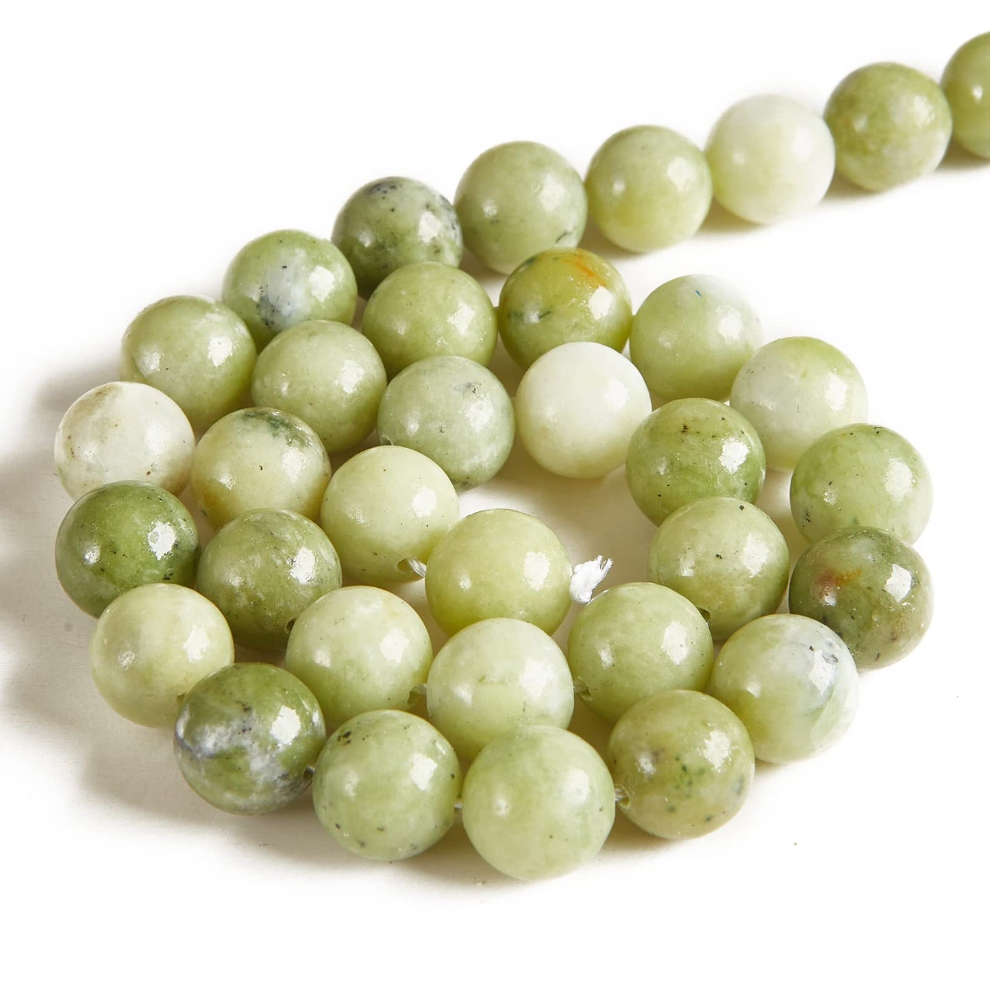 35pcs 10mm Chinese Jade Beads Natural Gemstone Beads Round Loose Beads for Jewelry Making