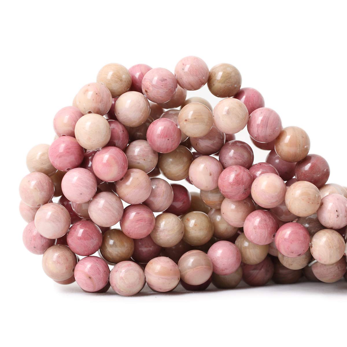 CHEAVIAN 35PCS 10mm Natural Rhodochrosite Gemstone Smooth Round Loose Beads for Jewelry Making DIY Findings 1 Strand 15"