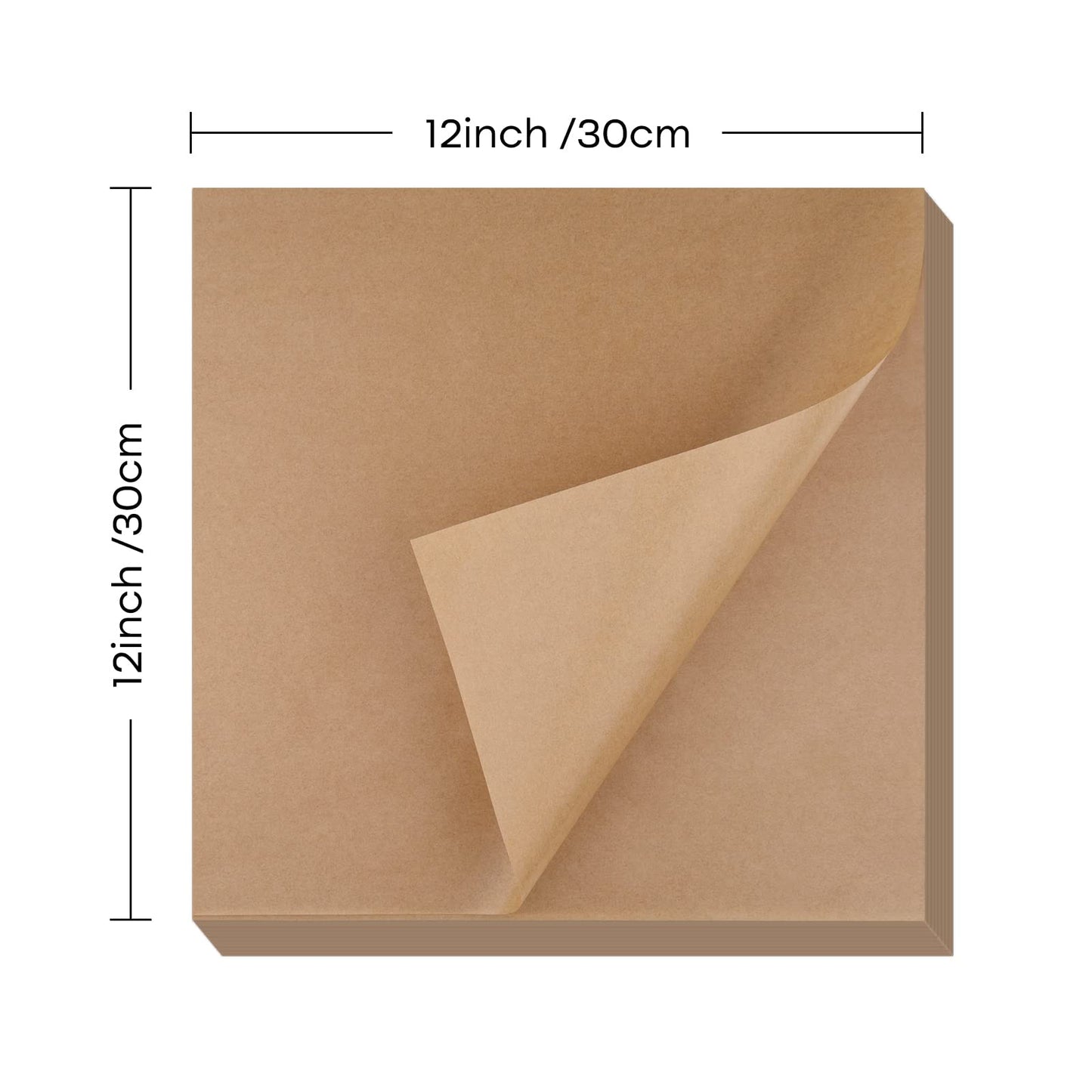 NEBURORA 100 Sheets Brown Butcher Paper - No Wax, Precut Square Wrapping Paper for Smoking Meats, Sublimation Heat Press - 12 x 12 inch