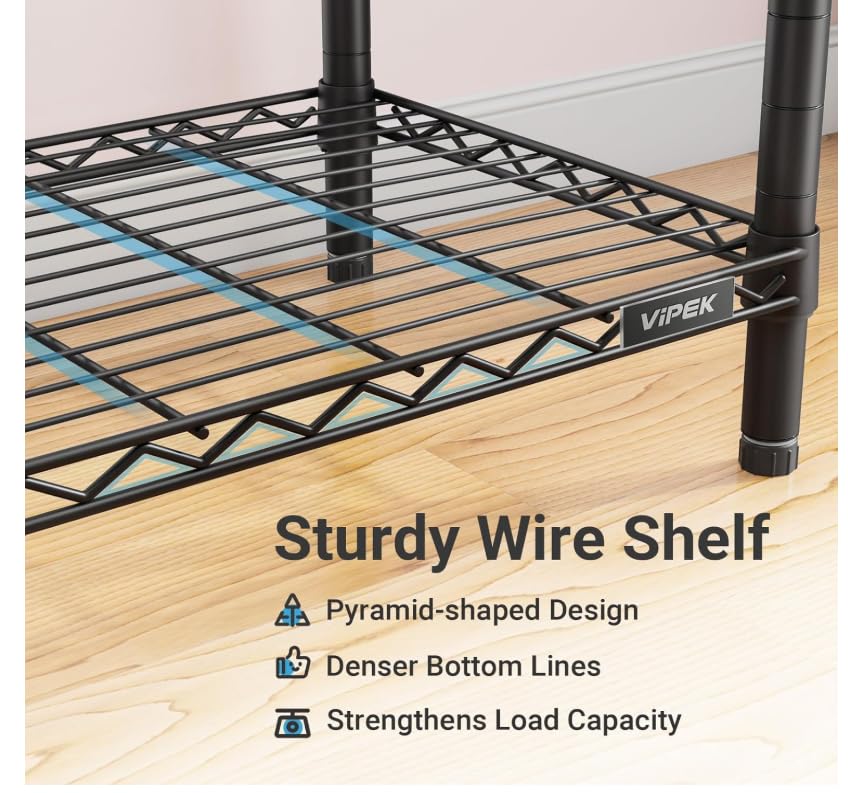 VIPEK X5 Extra Large Expandable Clothes Rack Adjustable from 7'8" to 10'5", Reach-in Closet Metal Clothing Racks Walk-in Freestanding Wardrobe Portable Closets, Black