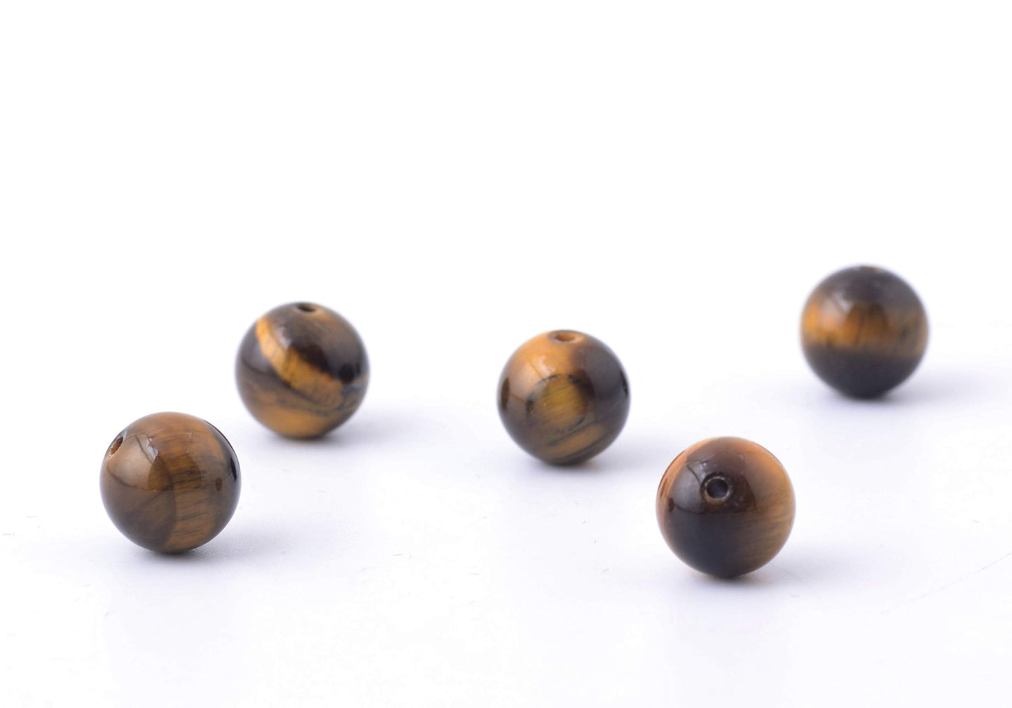 Natural Stone Beads 100pcs 8mm Tiger Eye Round Genuine Real Stone Beading Loose Gemstone Hole Size 1mm DIY Smooth Beads for Bracelet Necklace Earrings Jewelry Making (Tiger Eye, 8mm)