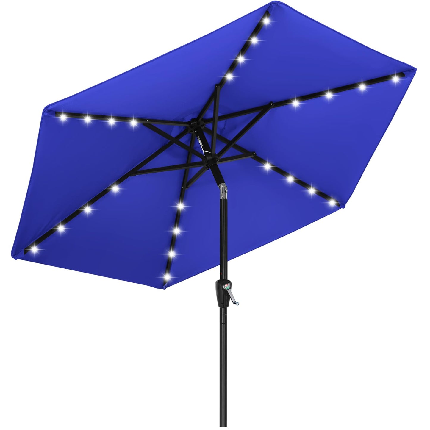 ABCCANOPY Durable Solar Led Patio Umbrellas with 24LED Lights 7.5FT (Royal Blue)