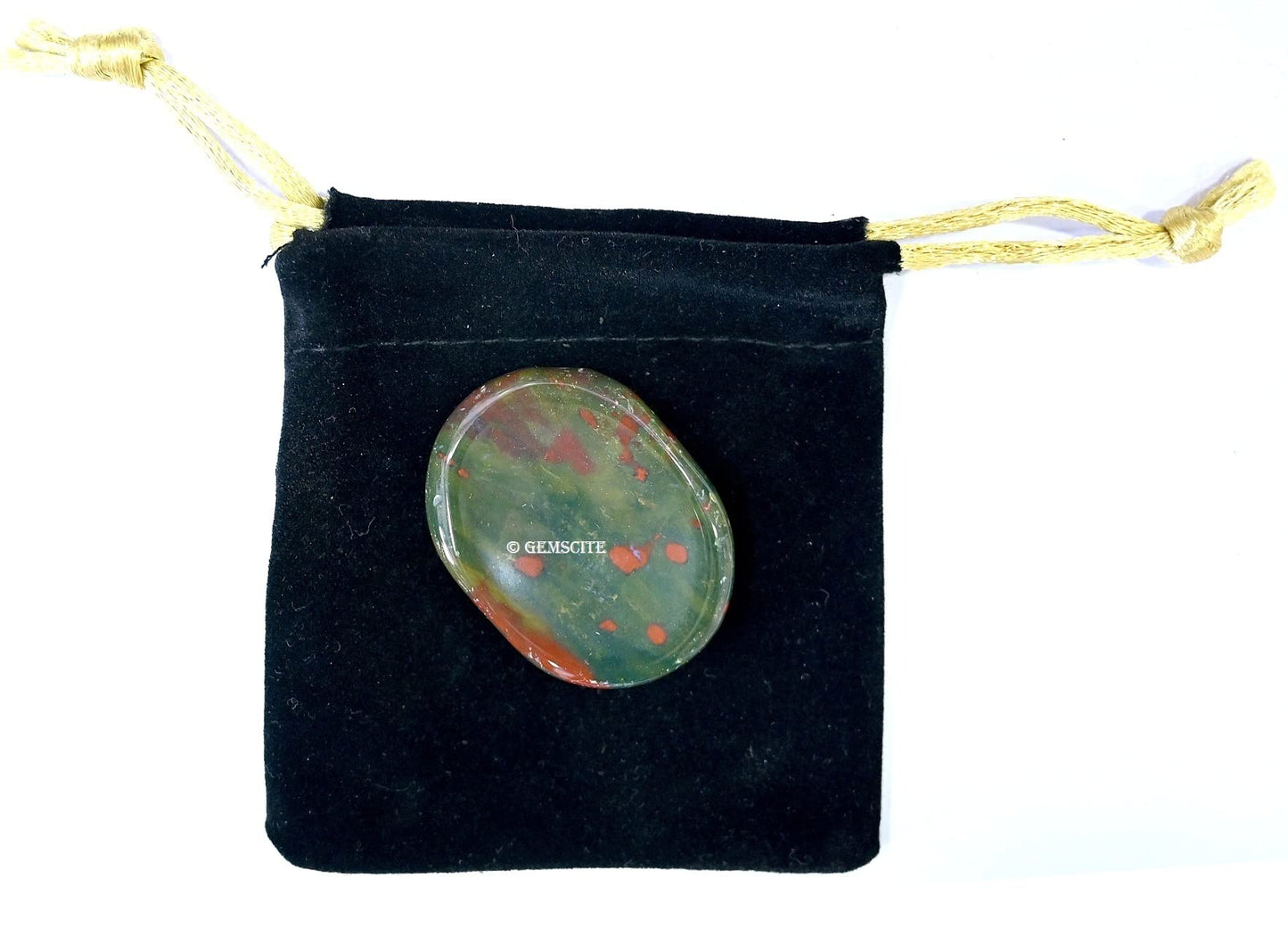 GEMSCITE Bloodstone Thumb Worry Stones Metaphysical Gemstone Crystal Healing Reiki Men Women Gift FENG Shui Positive Energy Love Wellness Palm Stones Wicca Powerful