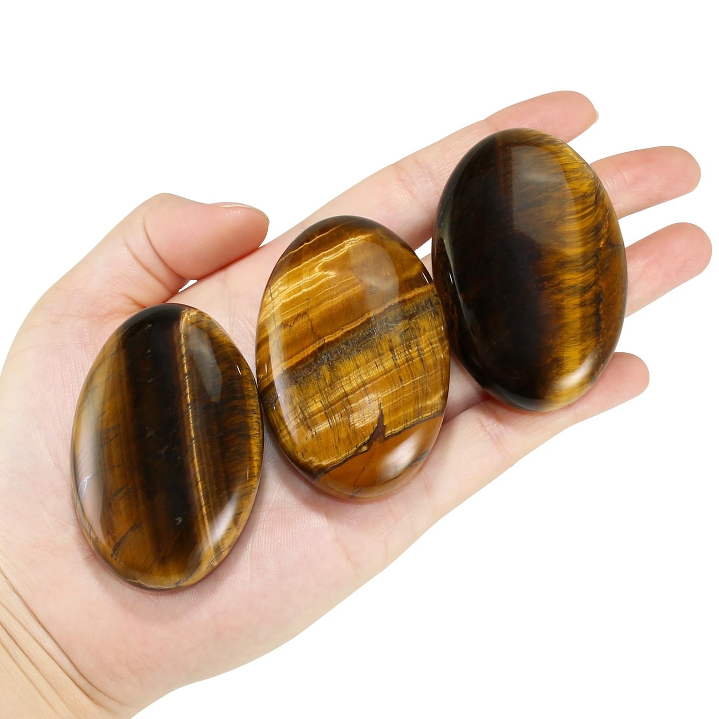 Nvzi Tigers Eye Crystal Palm Stone, Worry Stones, Crystals and Healing Stones, Polished Rocks, Natural Gemstones, Chakra Stones for Healing Crystals Daily Use