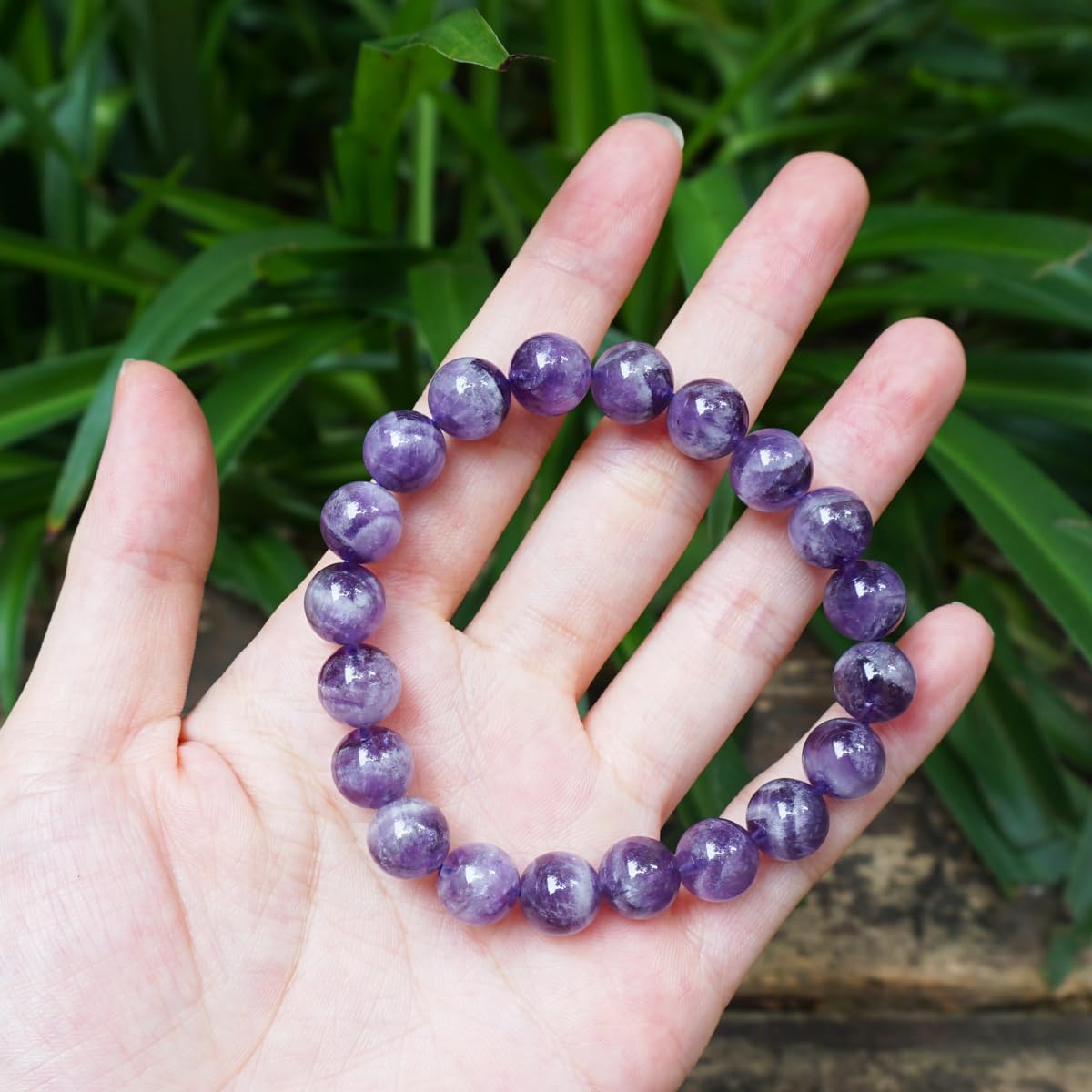 TaHLga 10MM Amethyst Bracelet for Men | Natural Third Eye & Crown Chakra Crystal | Fits for about 7.5" Wrist | Emotional Healing Spiritual Gift for Talismans & Amulets & Talismans Amulets & Feng Shui