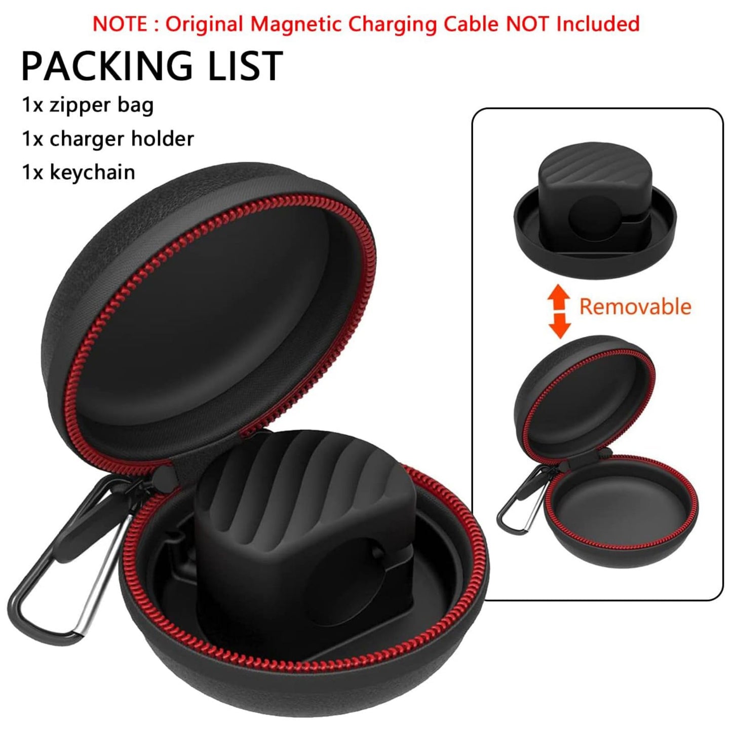HALLEAST Compatible with for Apple Watch Charger Stand Holder, Charging Station EVA Hard Protective Case for iWatch Series 11 10 9 8 7 6 5 4 3 2 1 SE SE2 SE3 42 44 45 46, No Charger, Black