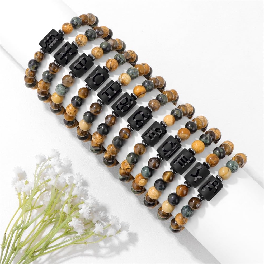 Zodiac Bracelet Scorpio Gifts for Women Men-8mm Natural Crystal Beaded Bracelets 12 Constellation Healing Stone Bracelet Mother's Day Valuntine's Day Christmas Birthday Gifts for Women