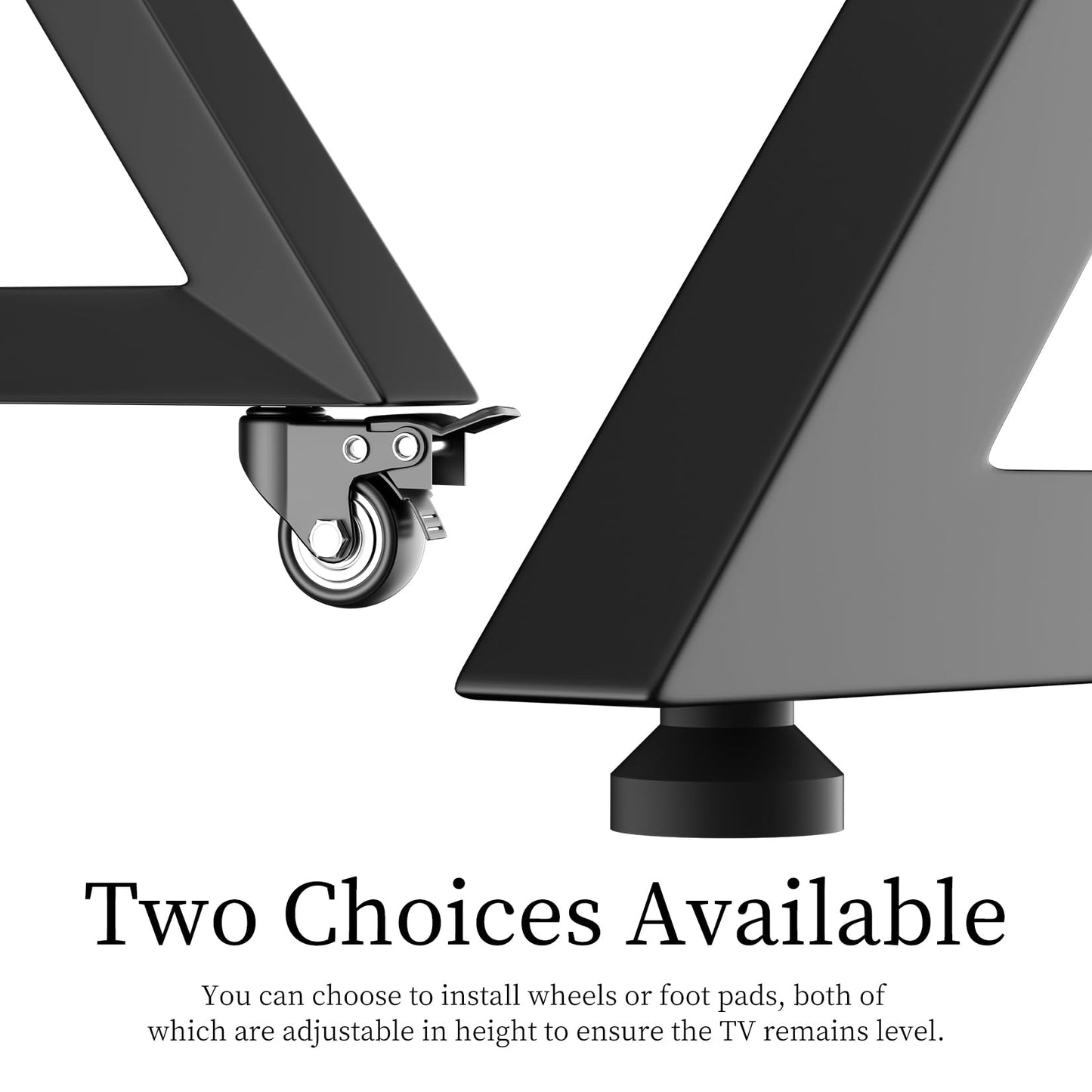 unho Mobile TV Floor Stand with Wheels Shelves for 65 to 100 inch Large LCD/LED Flat Curved Screen up to 220lbs, Adjustable Heights TV Mount Stands VESA 800x600mm, Rolling TV Stand for Bedroom Office