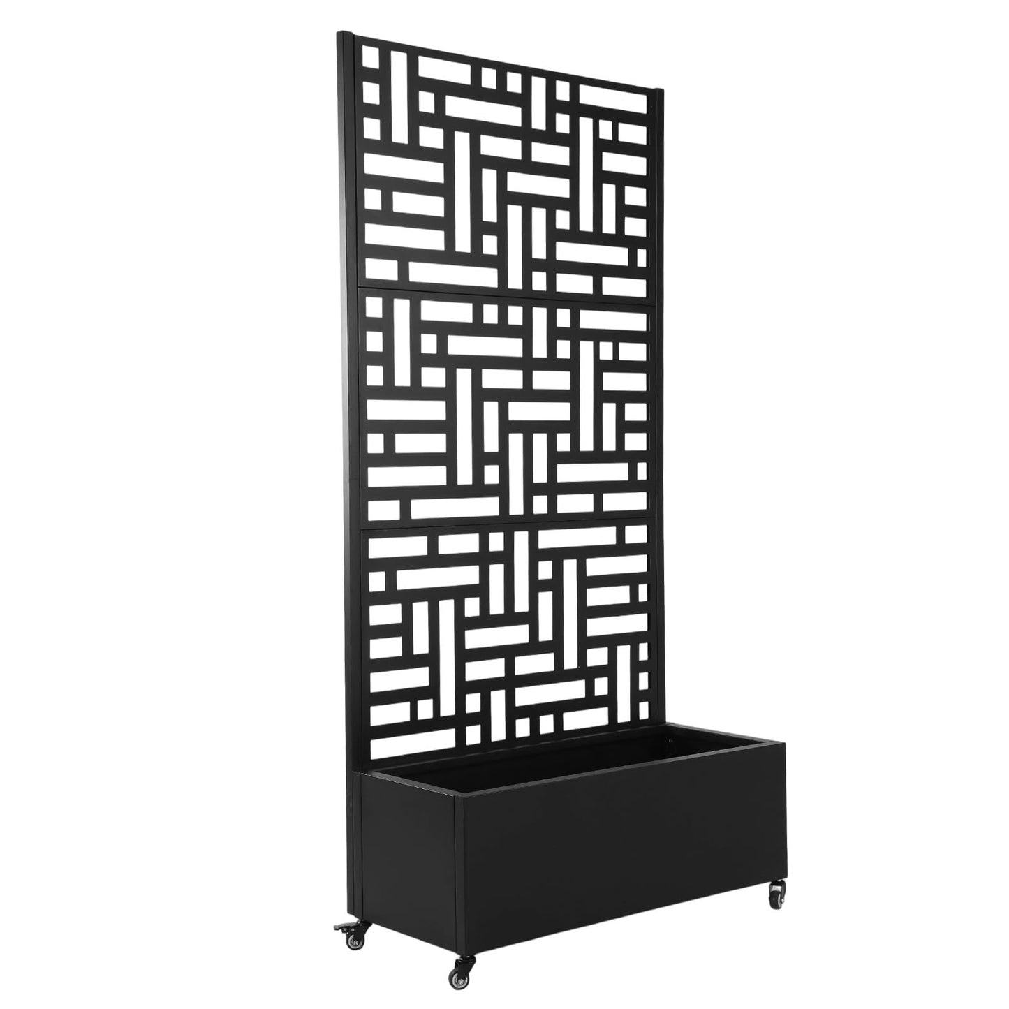 Hubxinly 70.87x35.43x15.75 Inch Metal Planter Box with Trellis and Wheels Privacy Screen Planter with Drainage Holes Outdoor Garden Box for Climbing Plants Vine
