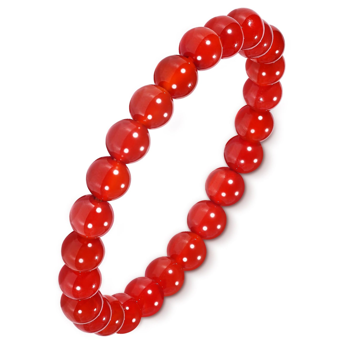 Aluckiss 8mm Red Agate Bracelets for Women Men Natural Agates Round Beaded Stone Healing Bracelet Stretch Elastic Handmade Polished Gemstone Beads Bracelet