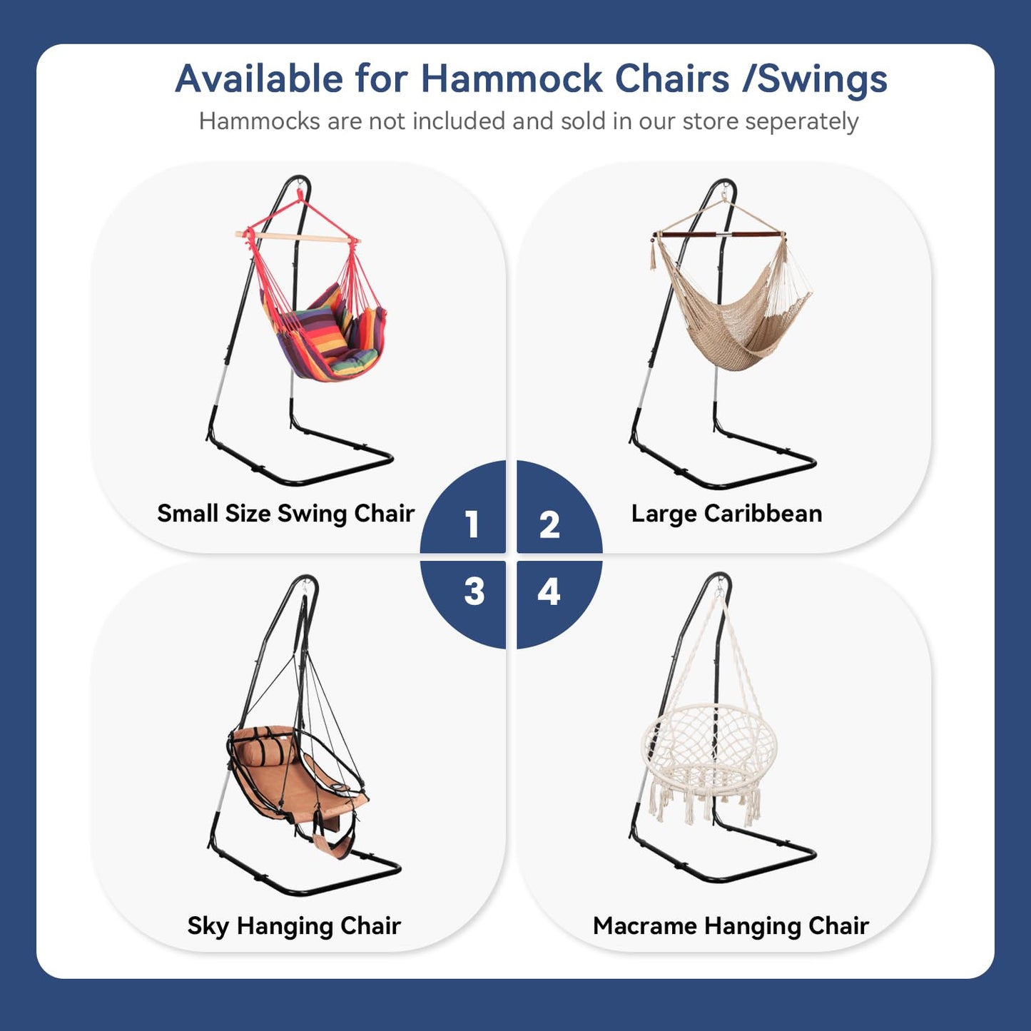 Bathonly Hammock Chair Stand Only, Adjustable Height 79-93 Inch, 330 Lb Capacity, Heavy Duty Stand for Hammock Chair Solid Steel Structure Hanging Chair Stand with Powder Coated Finish, Indoor/Outdoor