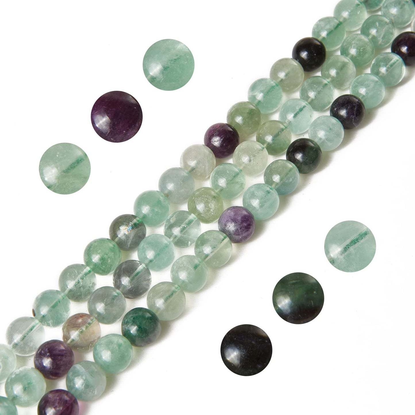 35pcs 10mm Fluorite Beads Natural Gemstone Beads Round Loose Beads for Jewelry Making