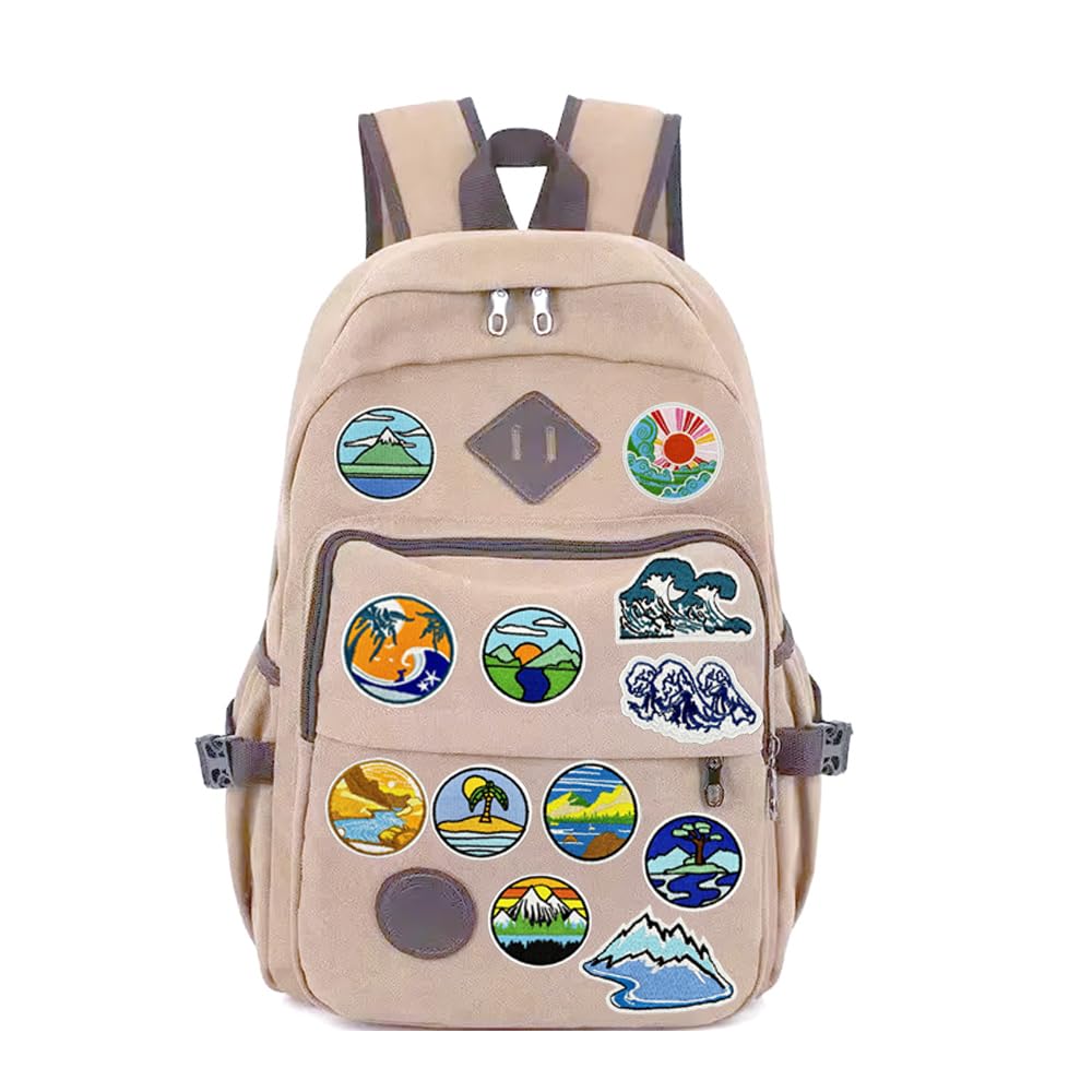 20 PCS Camping Patches Adventure Outdoor Embroidered Hiking Applique Iron on Sew on Patches for Backpacks,Pants,DIY Decoration,Bags,Jackets,Vests,Coat,Uniforms,Clothes,Jeans,Dress,Hat