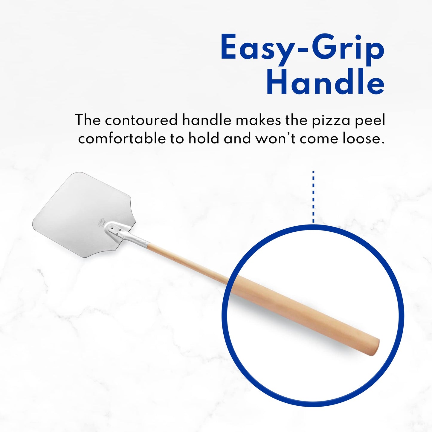 New Star Foodservice 50219 Aluminum Pizza Peel, Wooden Handle, 9 x 11 inch Blade, 26 inch overall