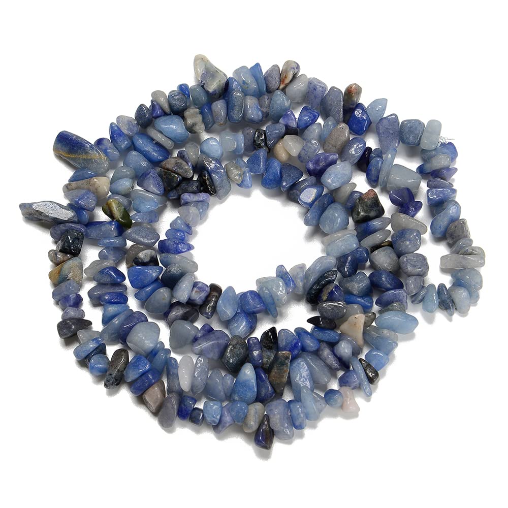 jodaying 5-8mm Natural Blue Aventurine Gemstone Chips Healing Gravel Bracelets Necklace Kit Irregular Tumble Stone Beads DIY Crafts Design Jewelry Making 32"