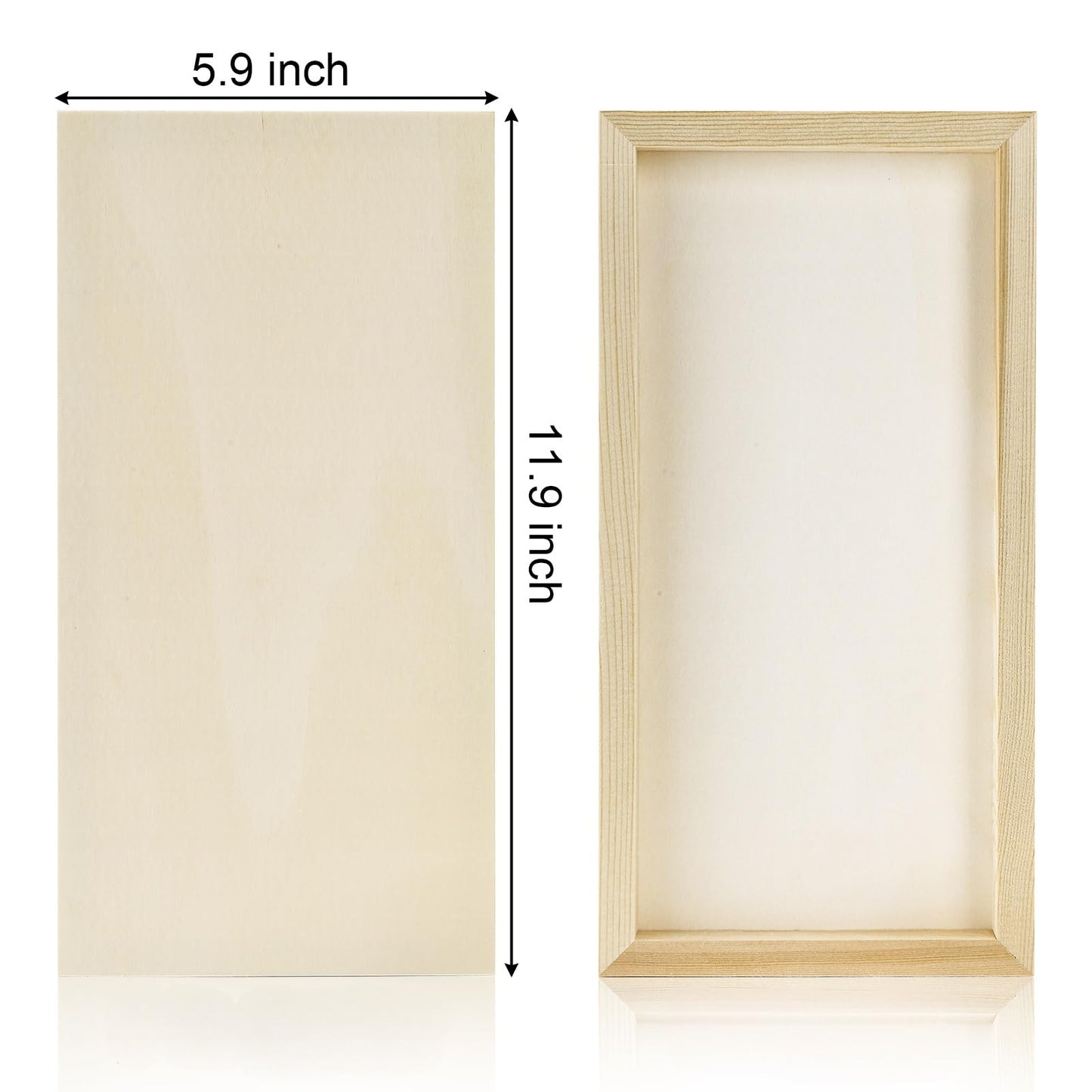 Yarlung 10 Pack Unfinished Wood Panels, 12 x 6 Inches Birch Wooden Cradled Painting Panel Canvas Boards for Watercolor, Arts and DIY Crafts, Easel Display, Use with Oils, Acrylics