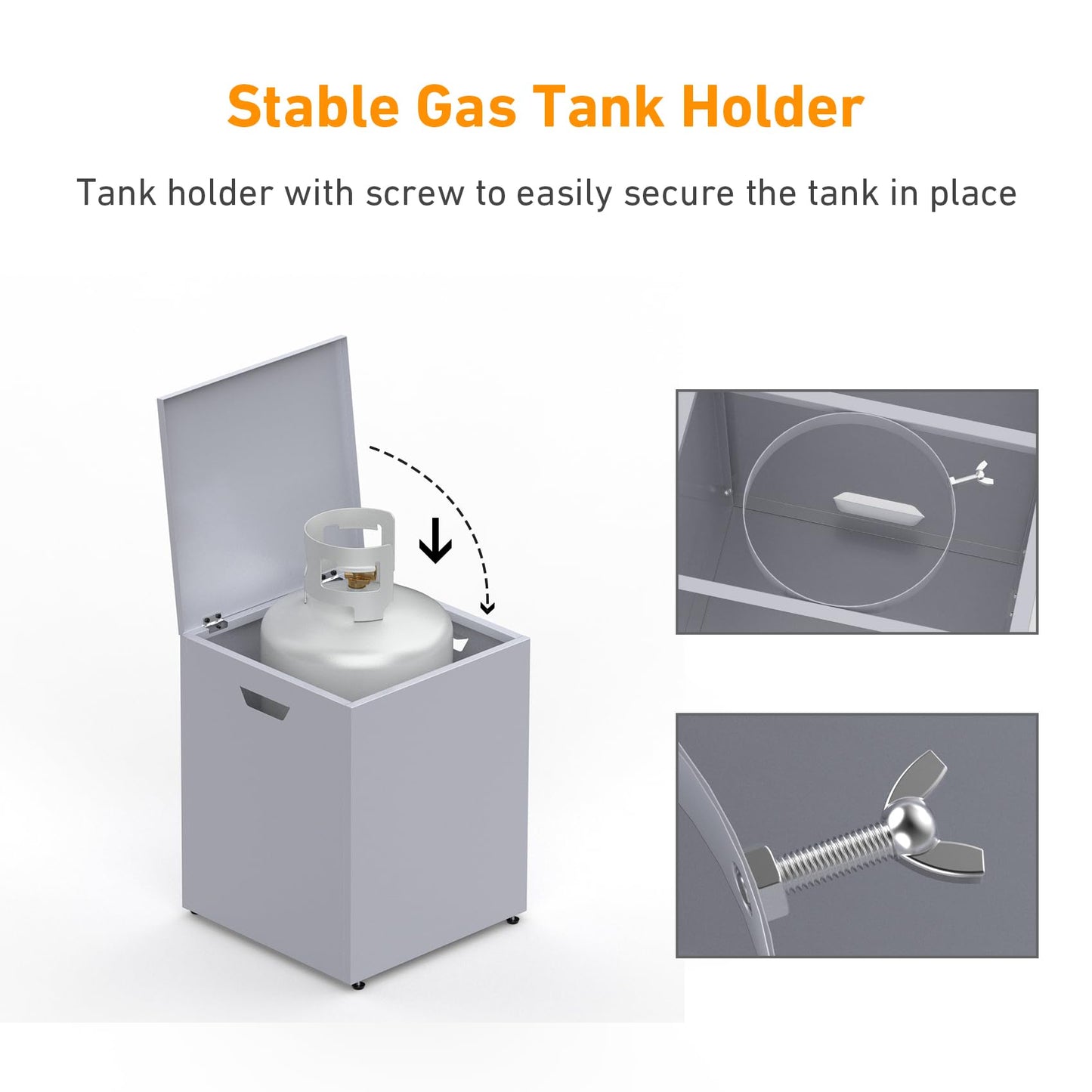 Stanbroil Propane Tank Cover Table Hideaway Table, 16" Storage Side Table for 20 lb Propane Tank, Outdoor Gas Tank Storage Box with Side Handles, Grey