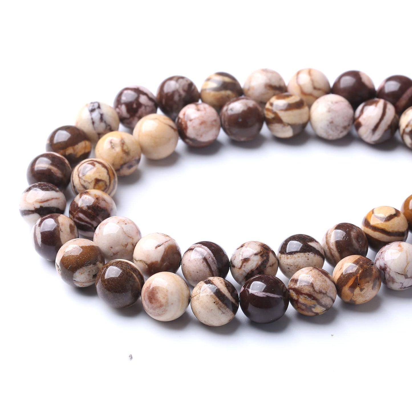 10mm 38pcs Natural Stone Beads Australia Zebra Gemstone Round Loose Beads for Jewelry Making DIY Bracelet Crystal Energy Healing Power Stone (10mm, Australian Zebra Jasper)