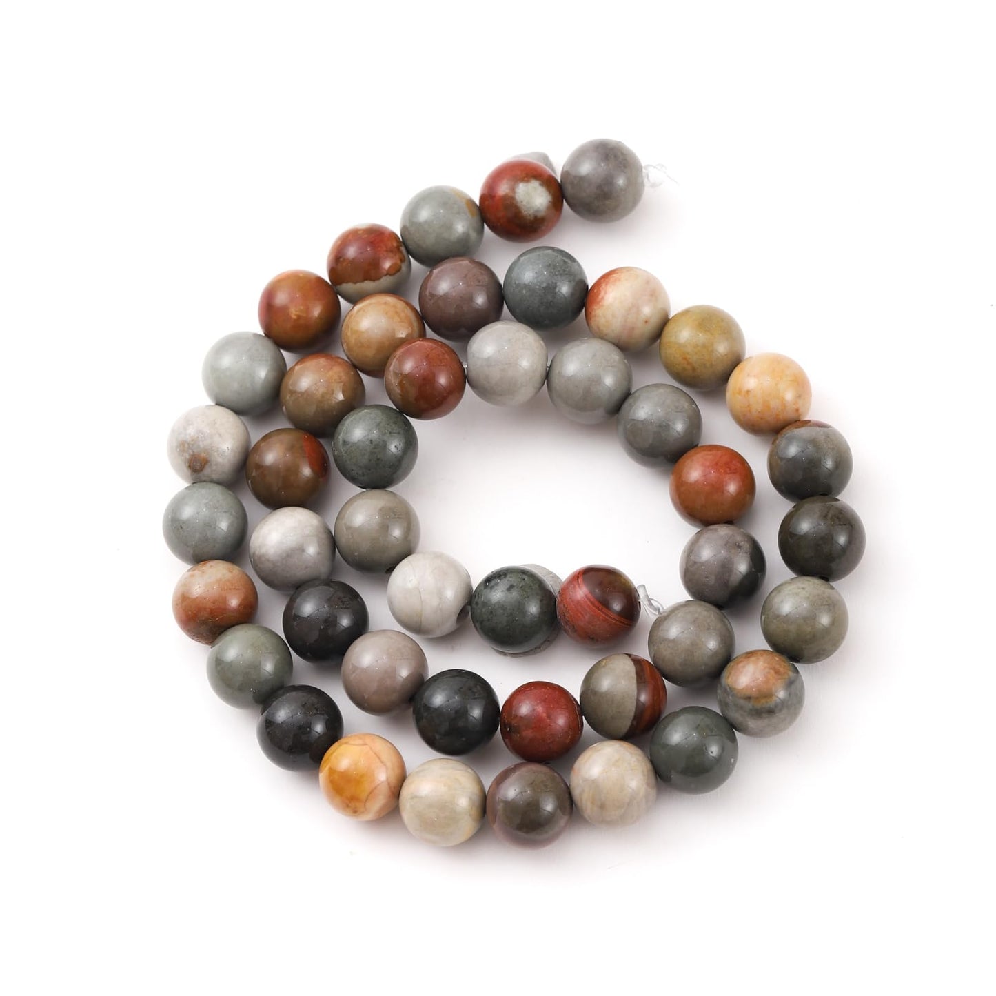 8mm 45pcs DIY Natural USA Picture Stone Beads Round Healing Crystal Gemstone Loose Beads for Jewelry Making Handmade Bracelet Necklace