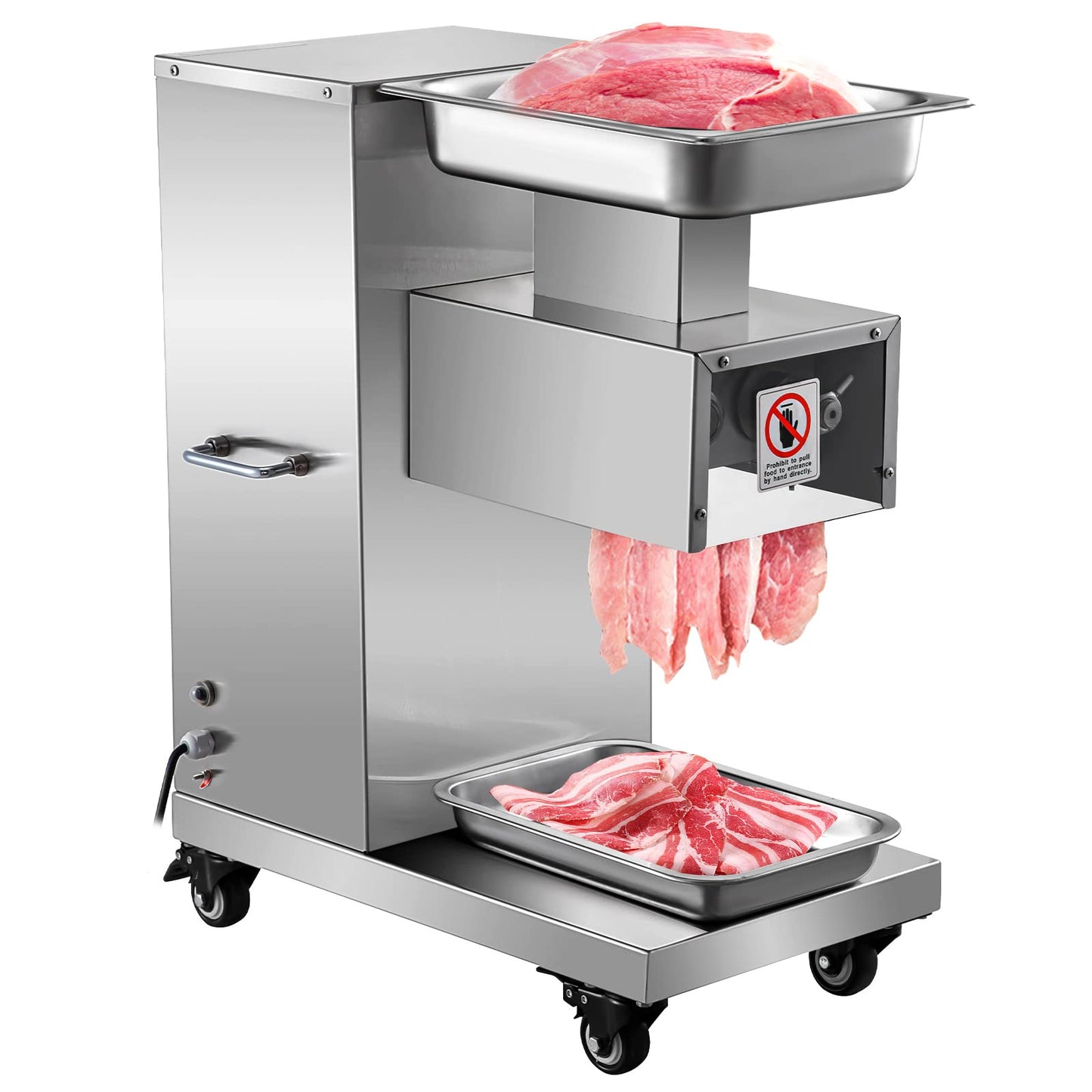 VEVOR 110V Commercial Meat Cutter Machine 1100LB/H Electric Meat Cutting Machine 750W Commercial Meat Slicer 3mm Blade Restaurant Food Slicer Stainless Steel For Kitchen Restaurant Supermarket