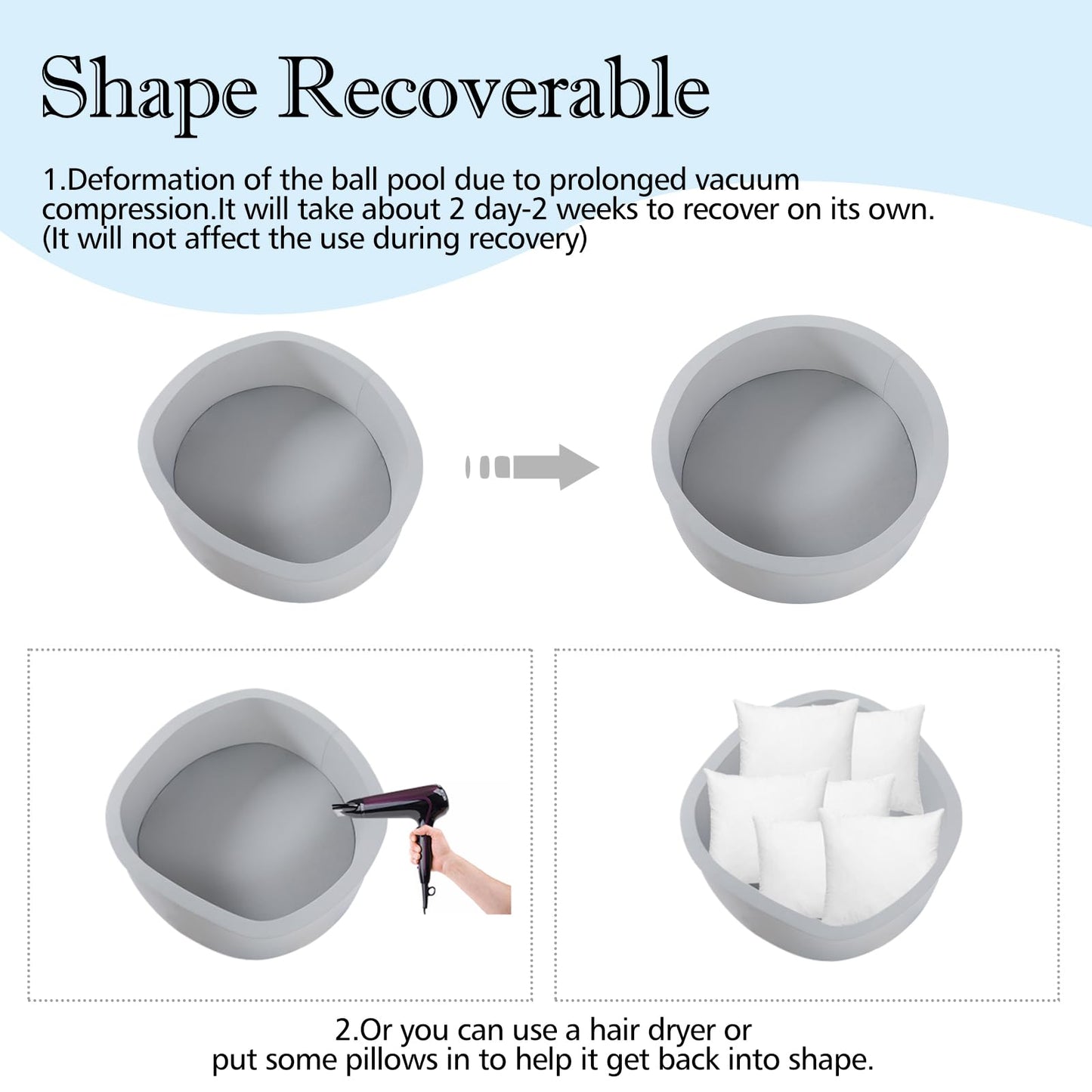 SHJADE Foam Ball Pit, 35.4"x 11.8" Ball Pits for Toddlers, Soft Round Kiddie Baby Playpen Ball Pool for Kids, Ideal Gift for Babies Indoor and Outdoor Game, Grey, (Balls not Included)